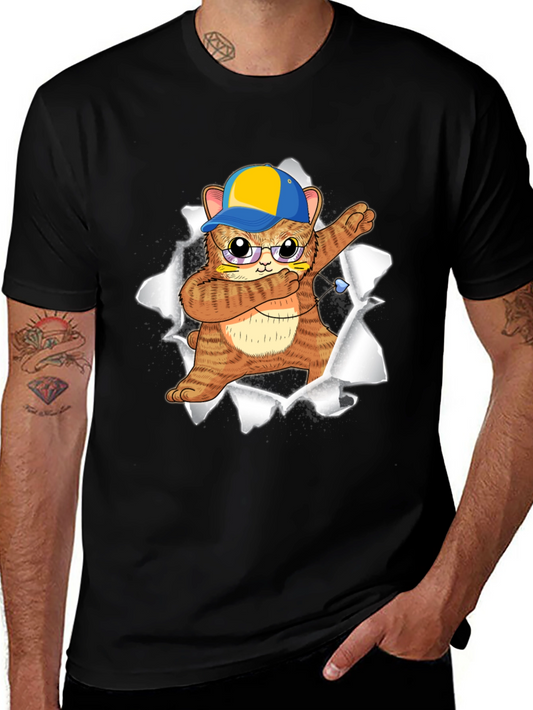 Dabbing Cat T-Shirt - Unique Graphic Tee for Cat Lovers