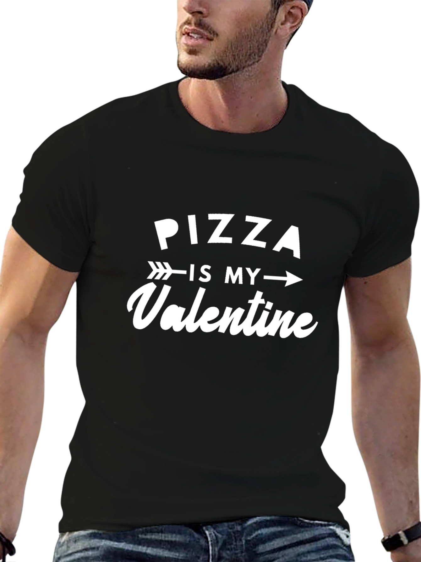 Pizza is My Valentine Black T-Shirt