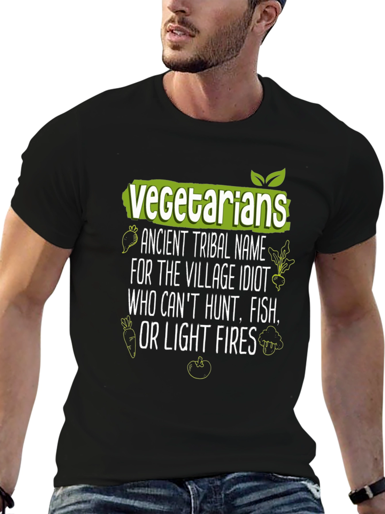 Vegetarians Village Idiot Graphic Tee