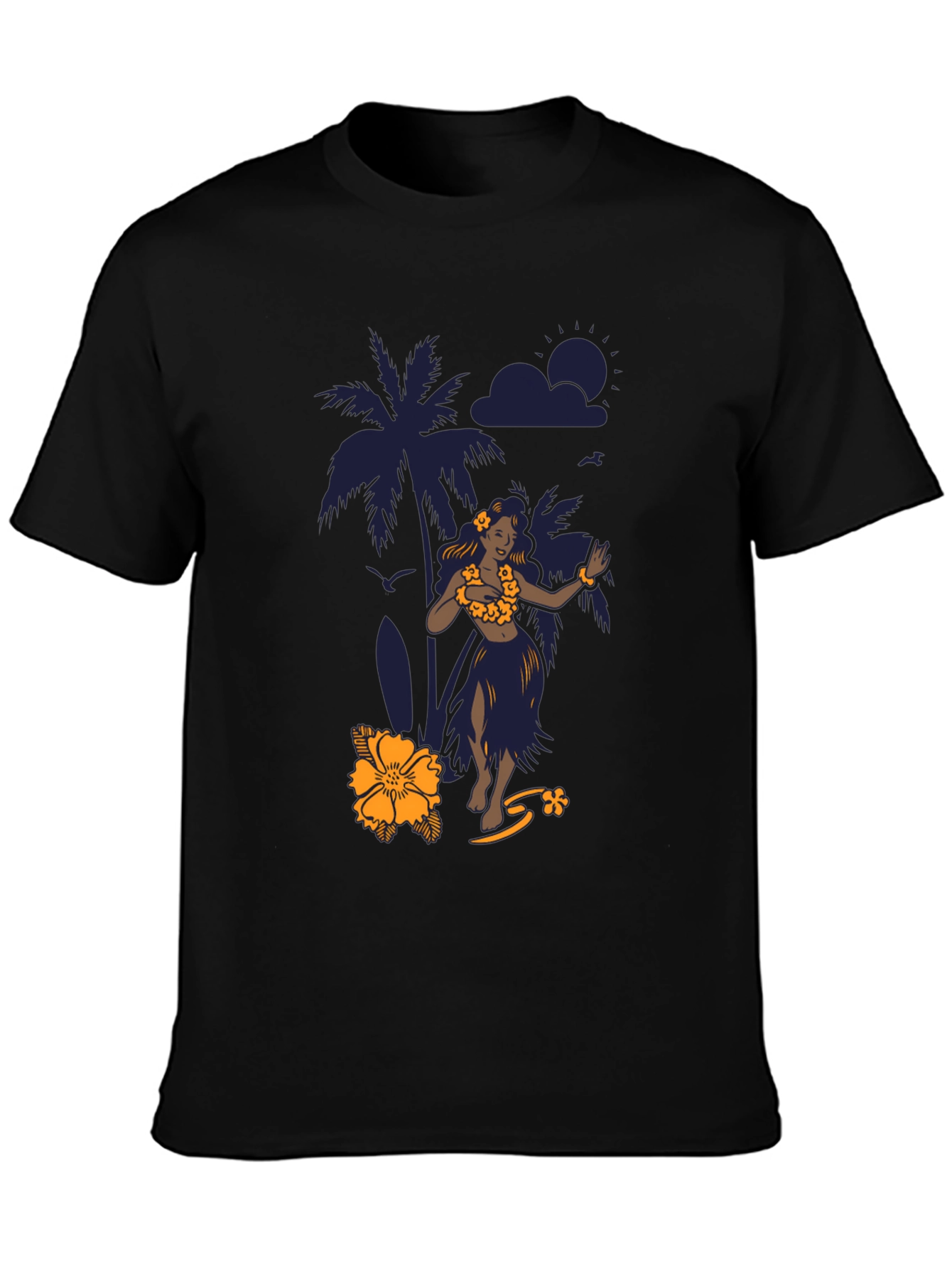 Tropical Hula Dancer Black T-Shirt