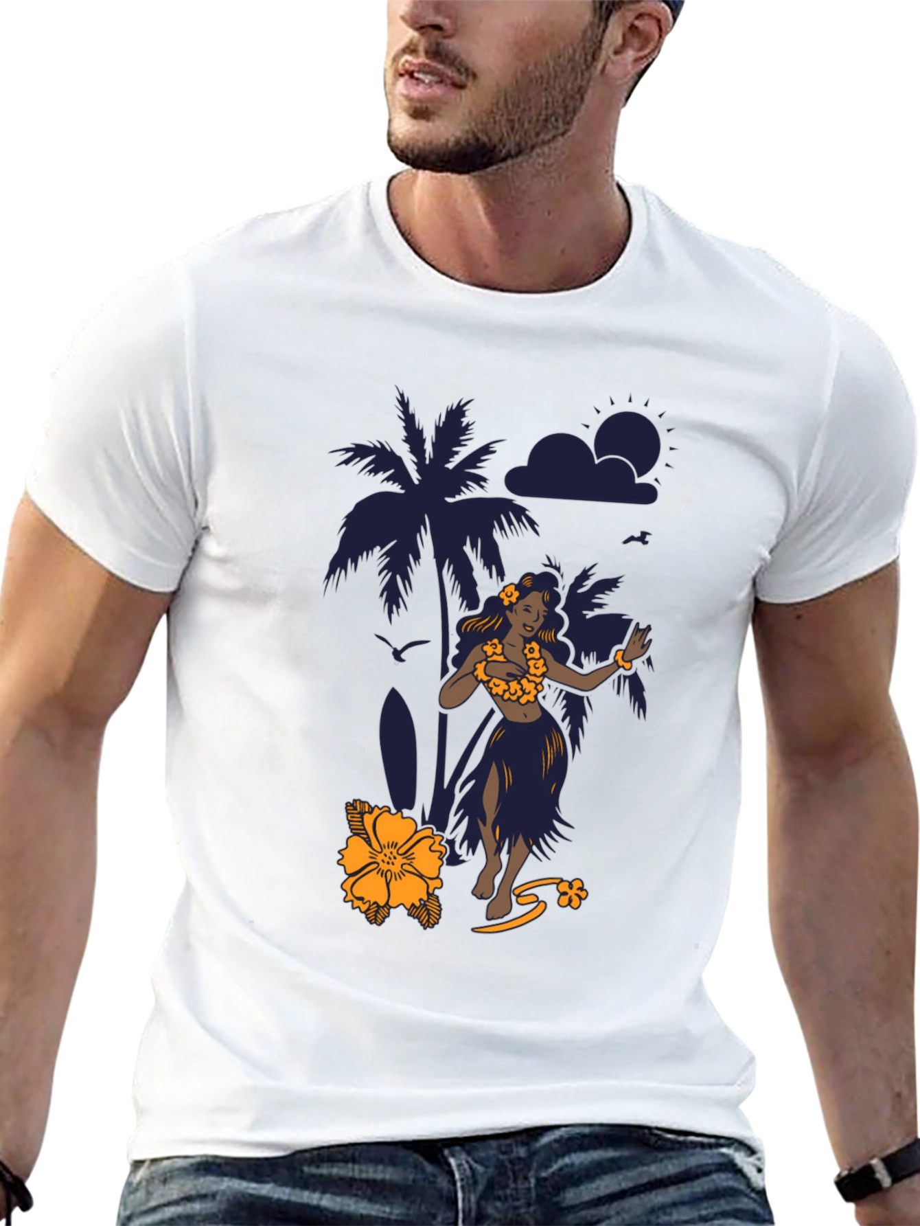 Tropical Hula Dancer Black T-Shirt