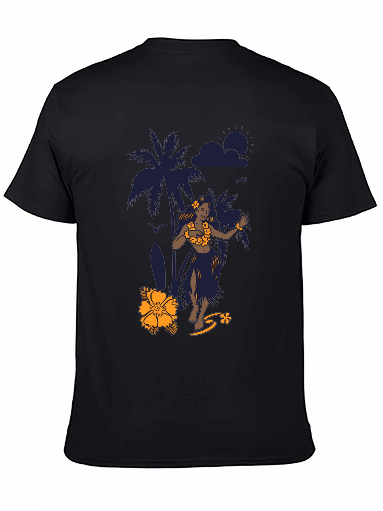 Tropical Hula Dancer Black T-Shirt