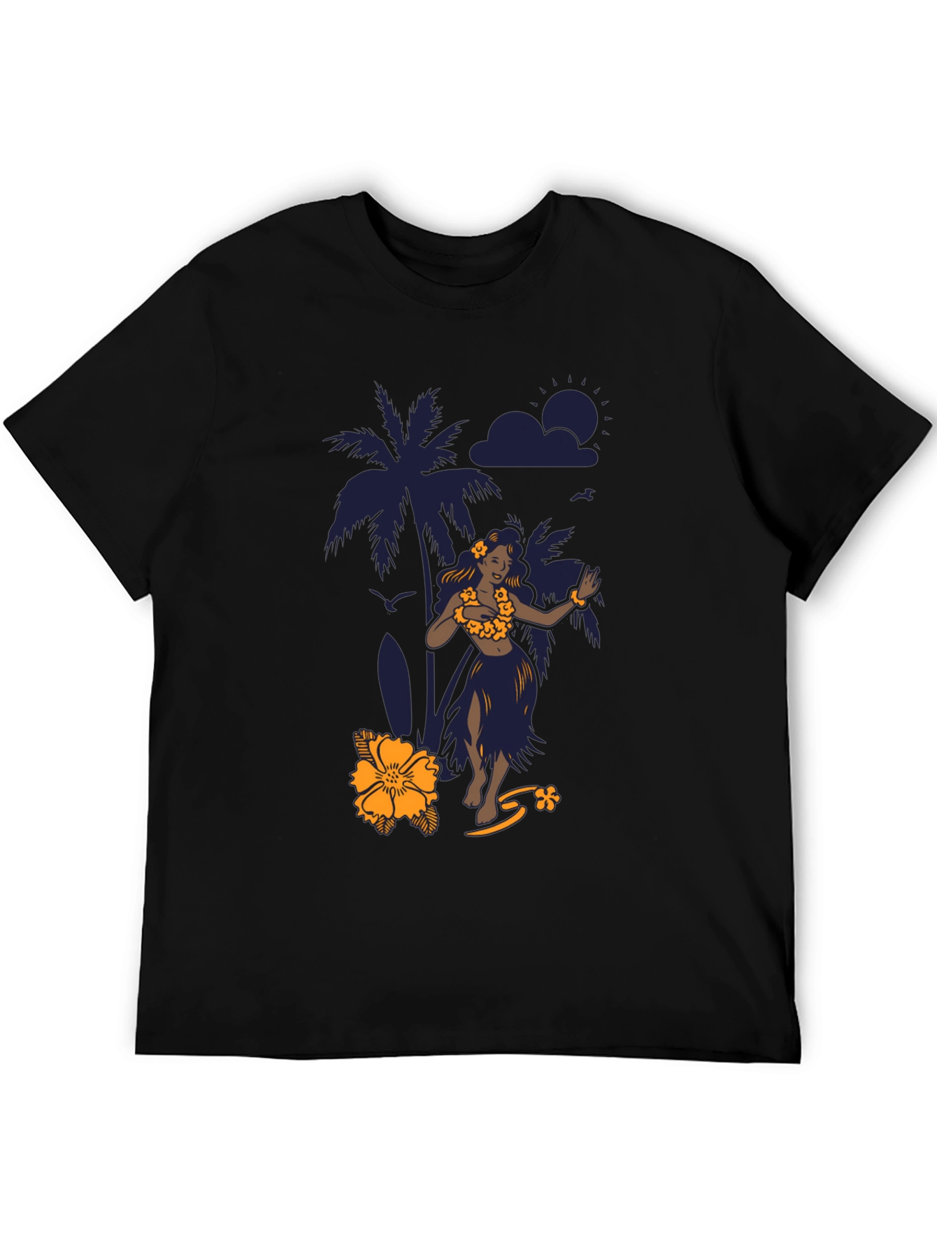 Tropical Hula Dancer Black T-Shirt