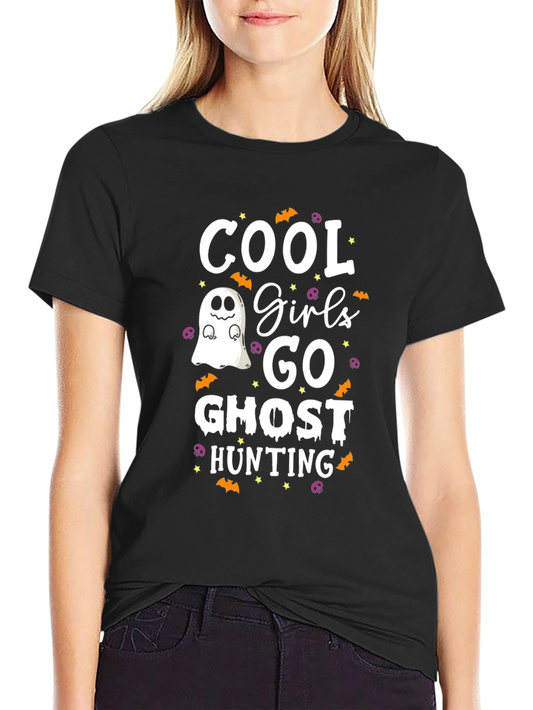 Cool Girls Go Ghost Hunting Halloween Tee