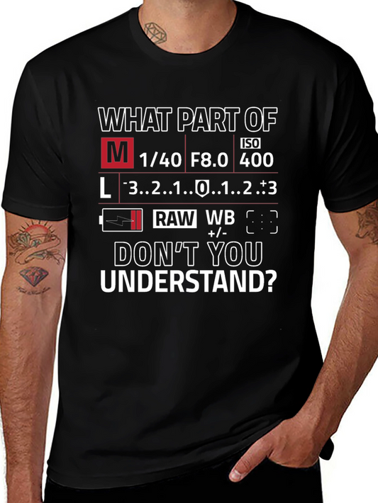 Photographers T-Shirt: Camera Settings Humor