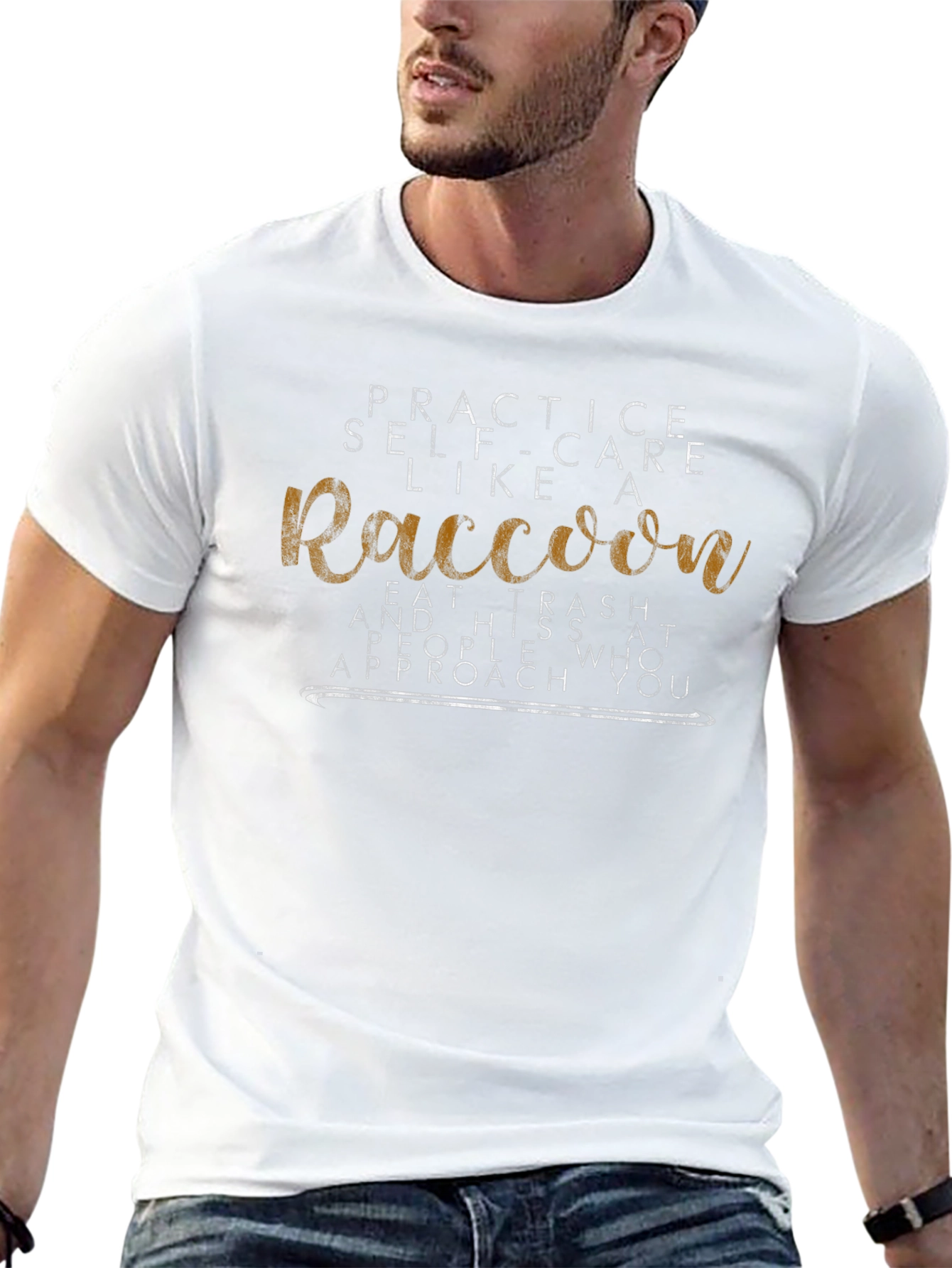 Raccoon Self-Care T-Shirt - Eat Trash Hiss