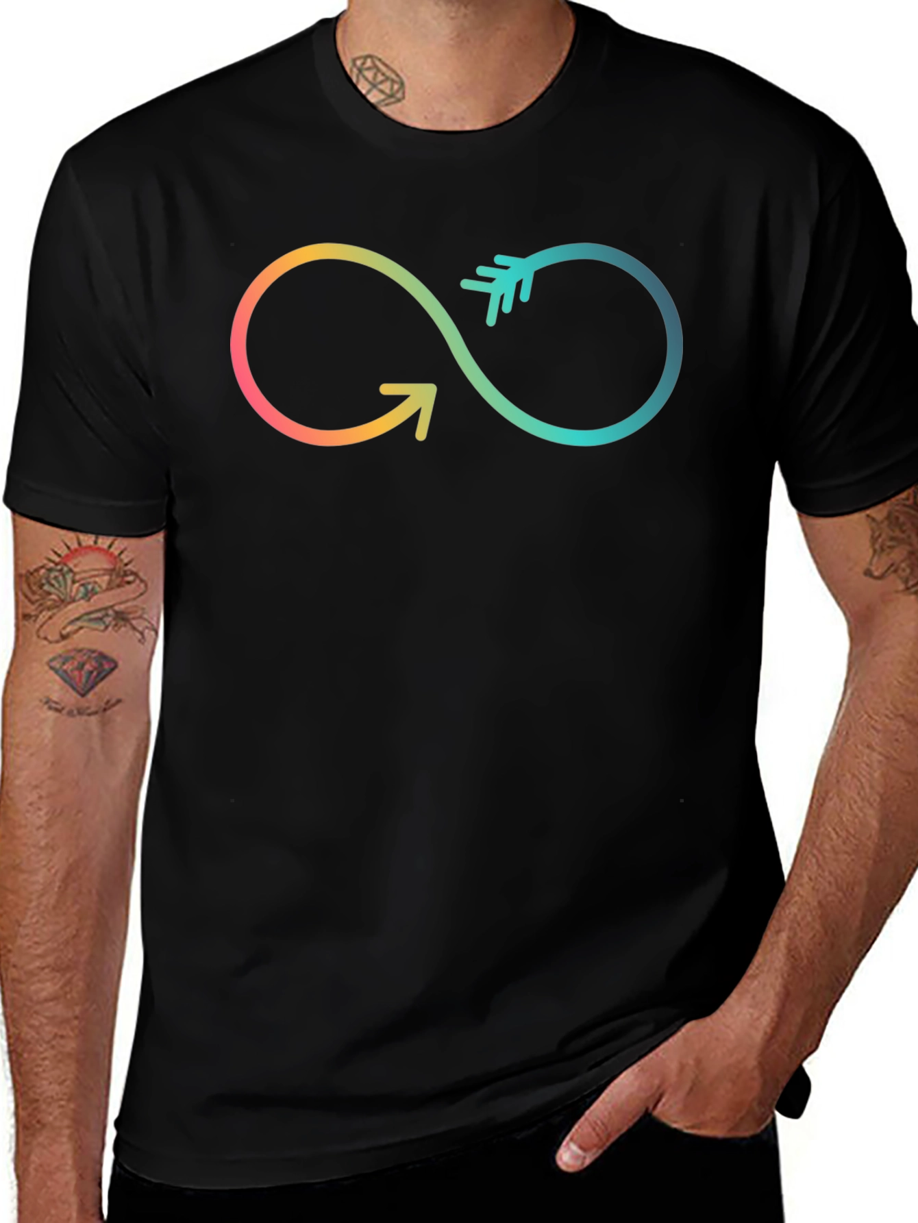 Infinity Arrow Graphic Tee - Black Cotton Blend Shirt