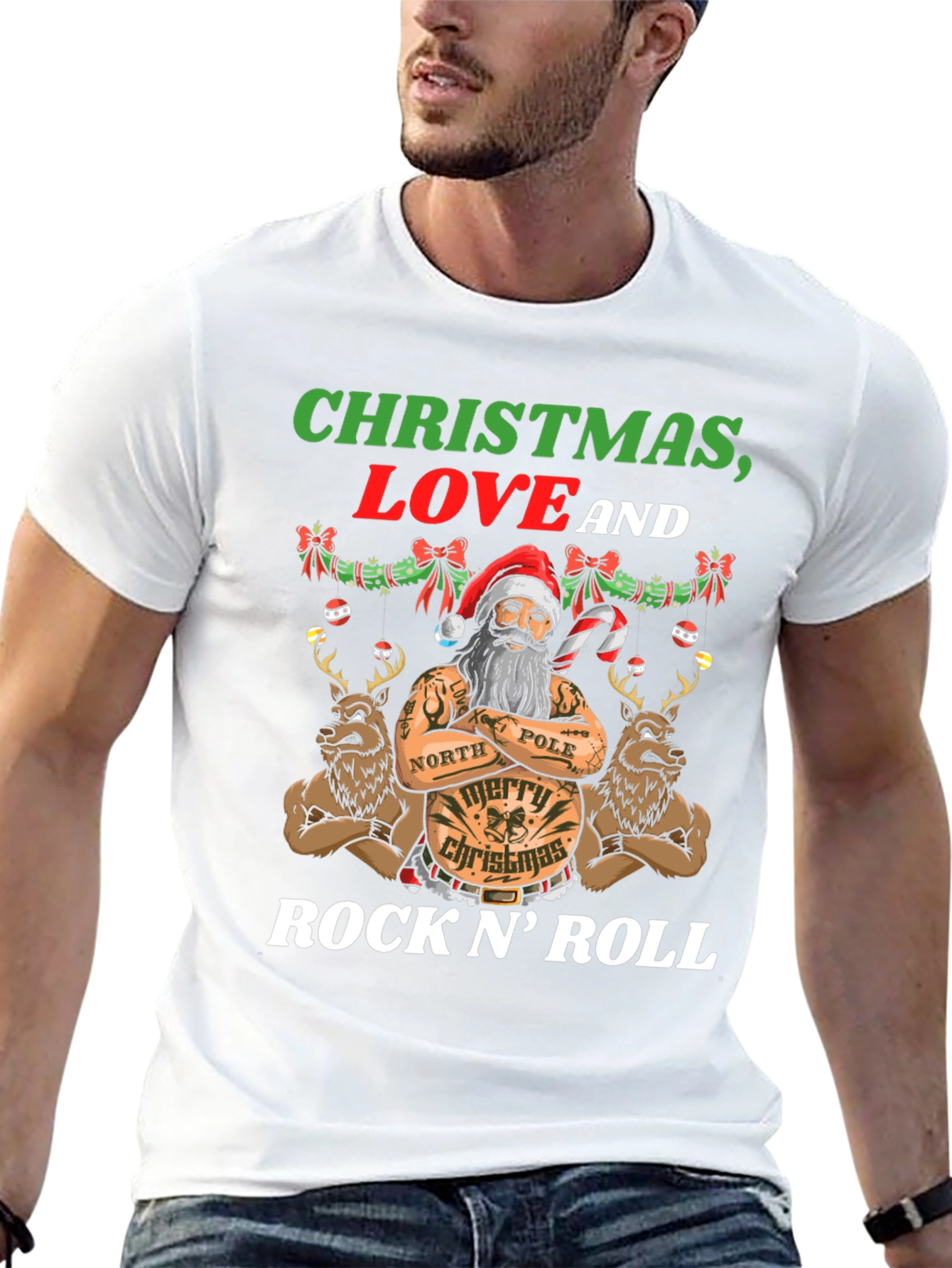 Christmas Love & Rock N Roll Graphic Tee