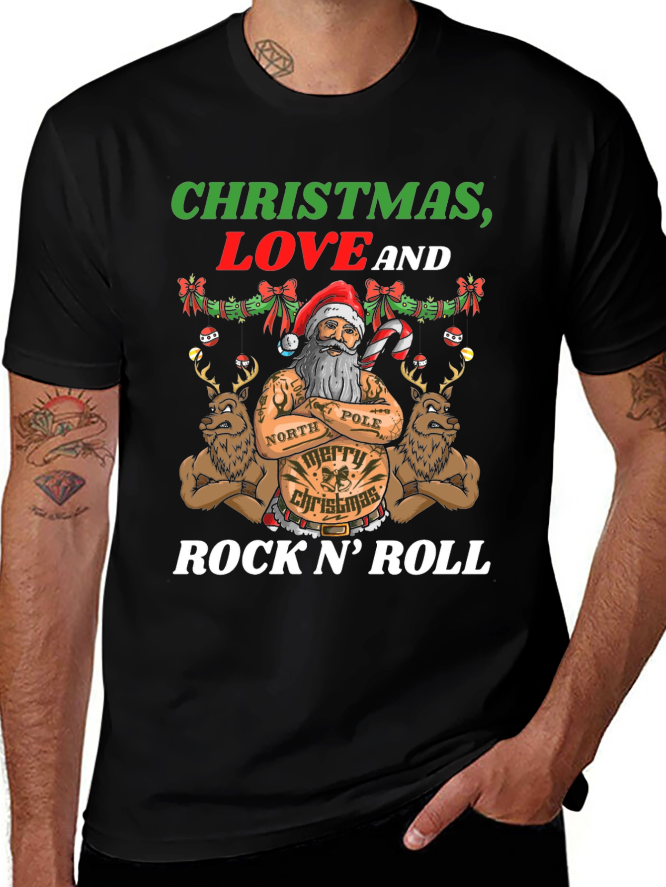 Christmas Love & Rock N Roll Graphic Tee