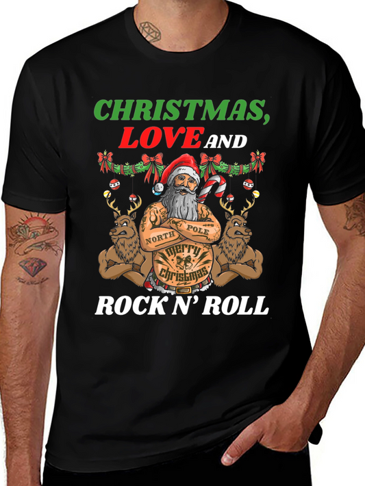 Christmas Love & Rock N Roll Graphic Tee