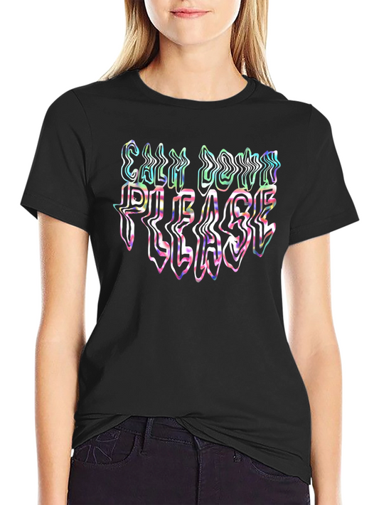 Cool Black T-Shirt - Calm Down Please Text