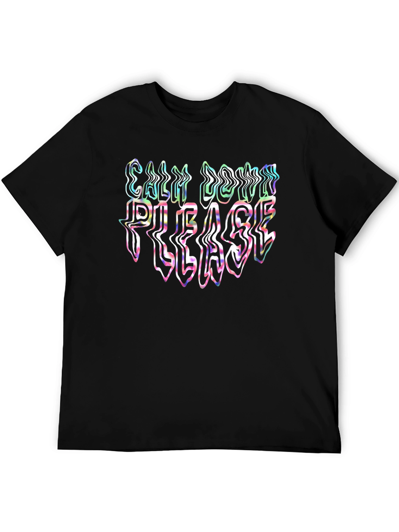 Cool Black T-Shirt - Calm Down Please Text
