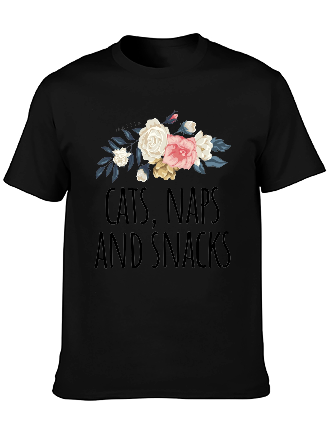 Cats Naps Snacks Floral T-Shirt