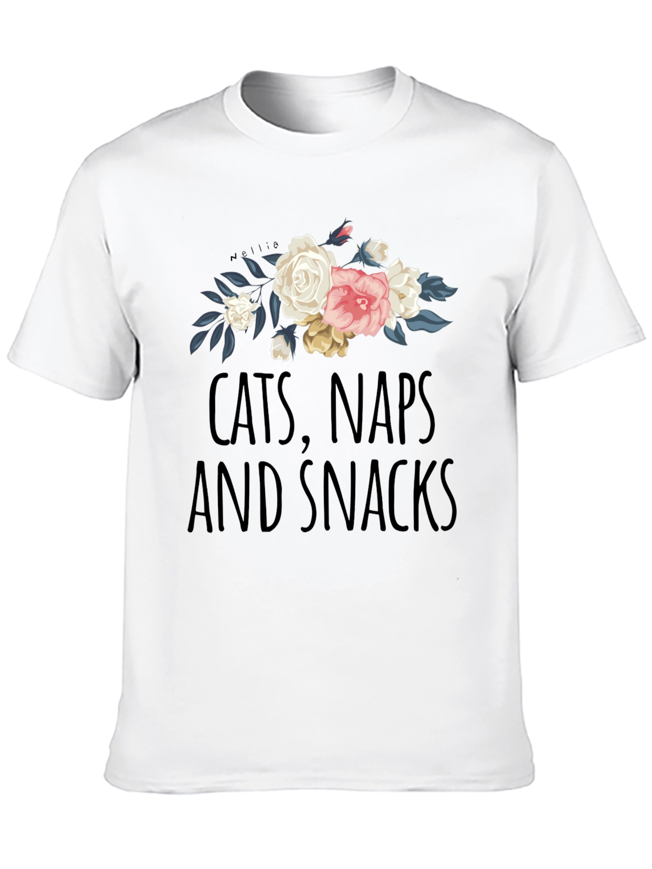Cats Naps Snacks Floral T-Shirt