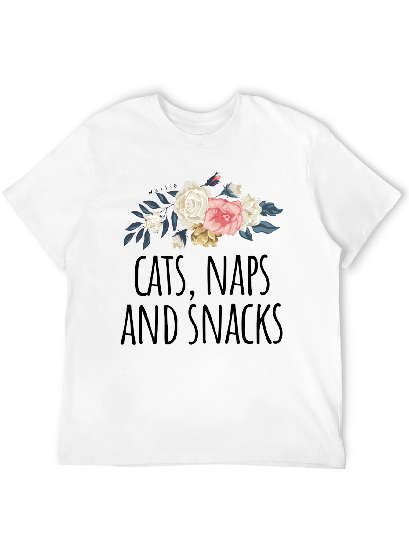 Cats Naps Snacks Floral T-Shirt