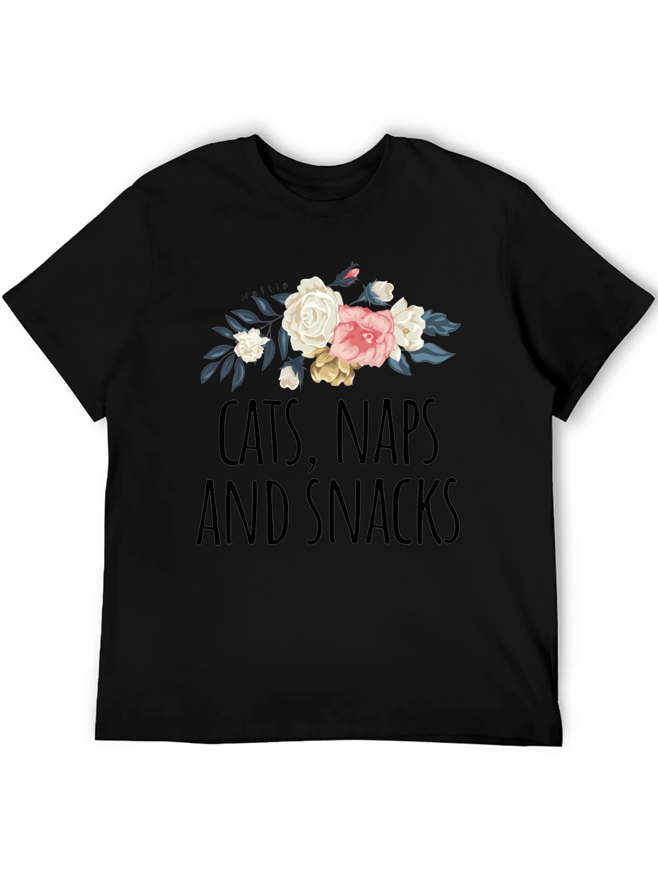 Cats Naps Snacks Floral T-Shirt