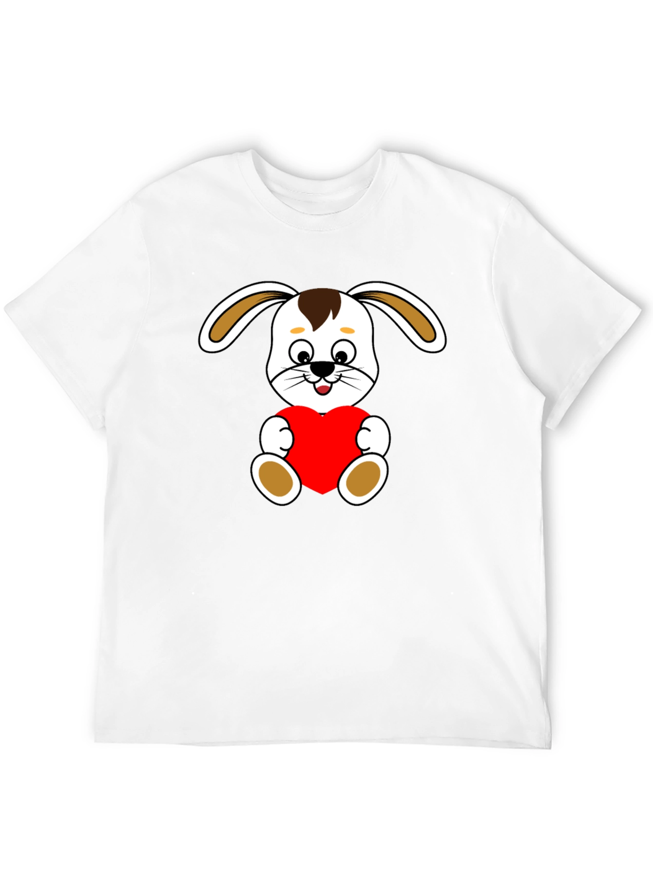 Cute Bunny Heart Graphic Tee - Soft Black Cotton