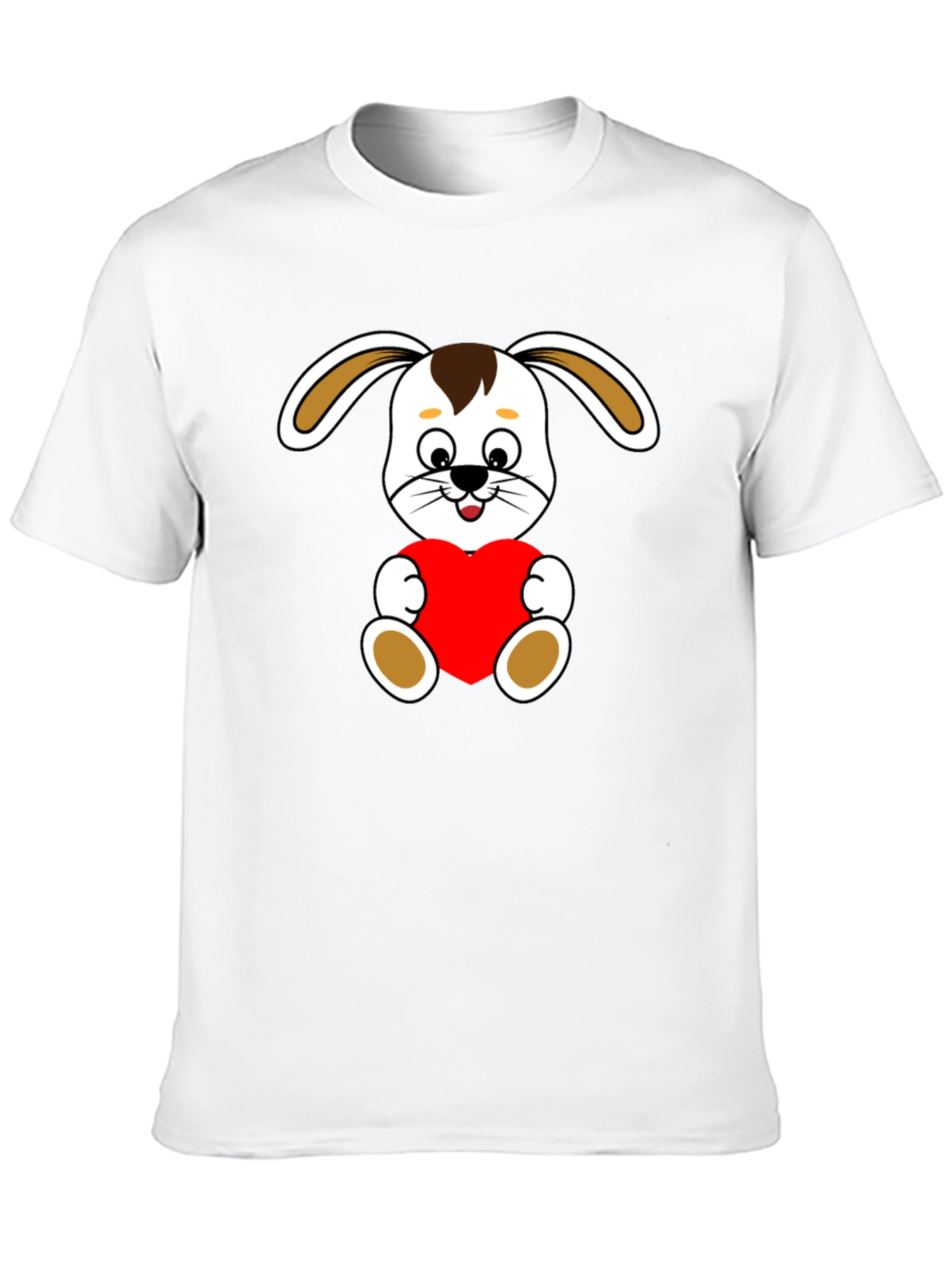 Cute Bunny Heart Graphic Tee - Soft Black Cotton