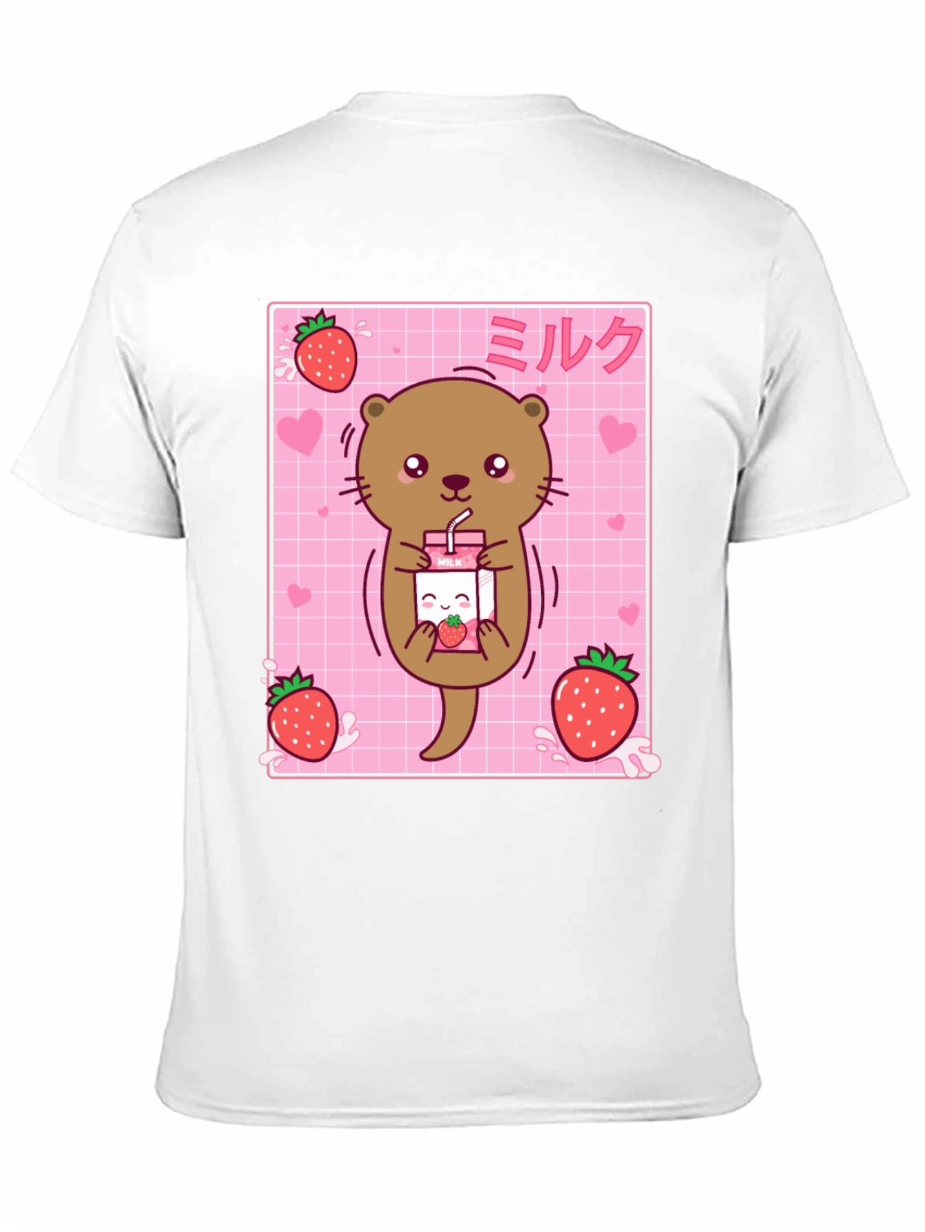 Kawaii Otter Strawberry Milk T-Shirt