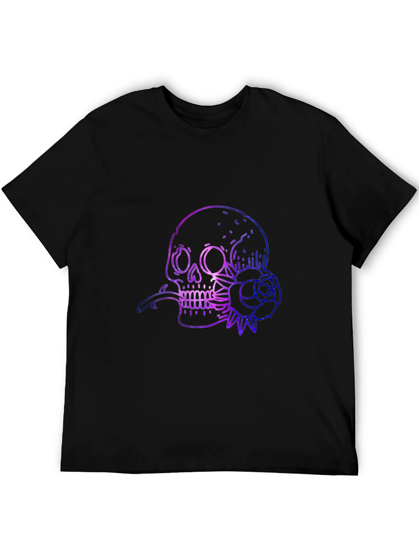 Skull & Rose Graphic Print Black T-Shirt