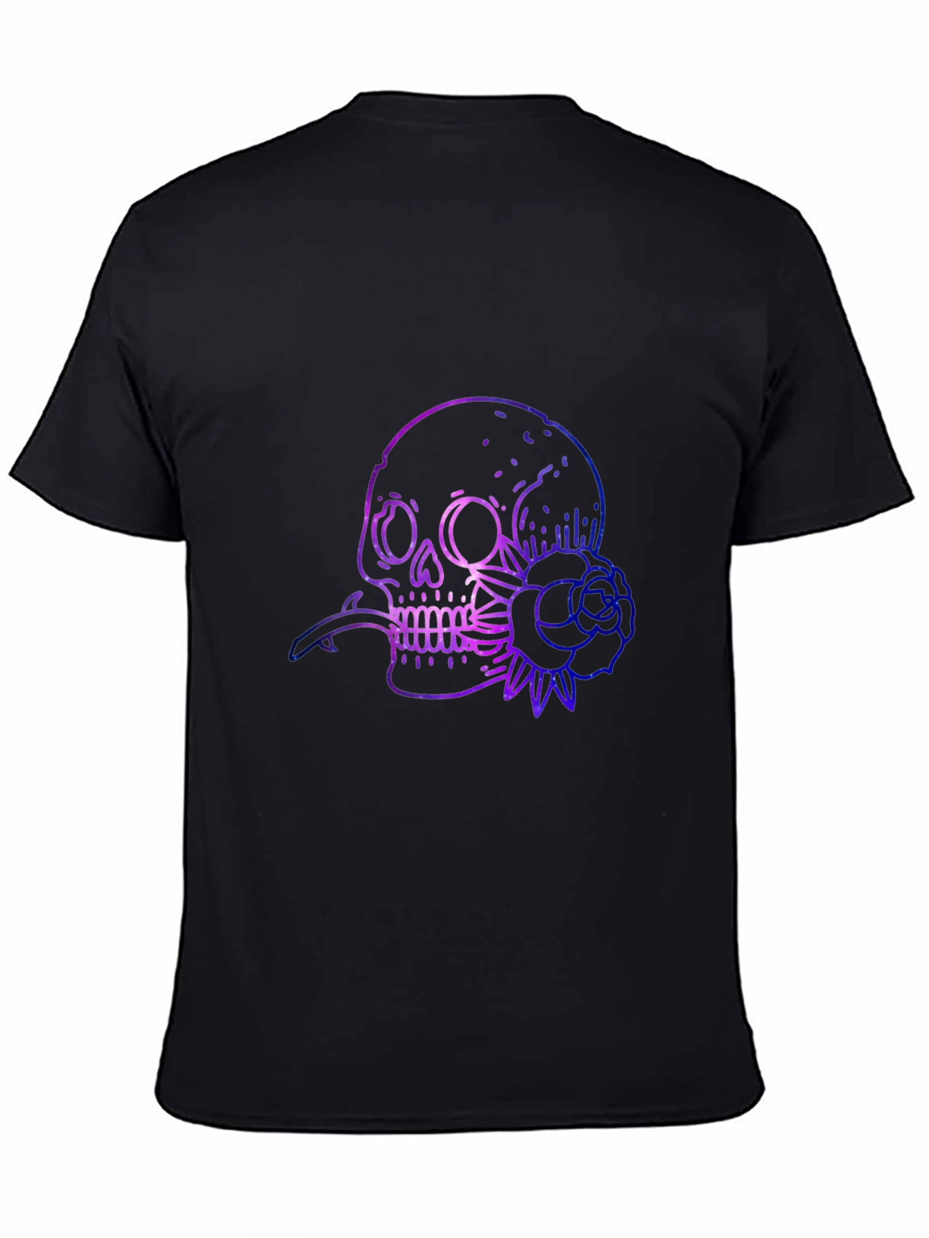 Skull & Rose Graphic Print Black T-Shirt
