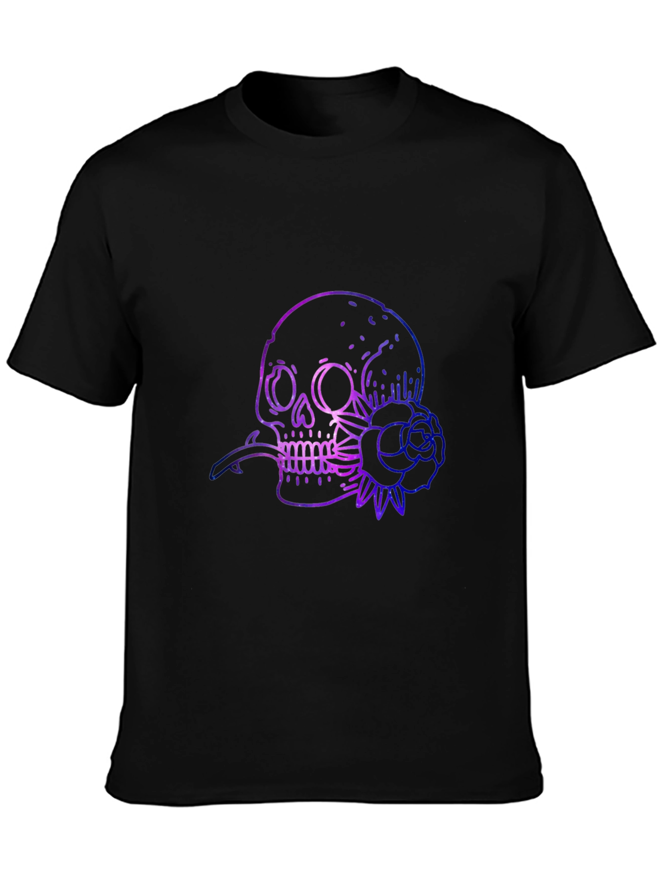 Skull & Rose Graphic Print Black T-Shirt
