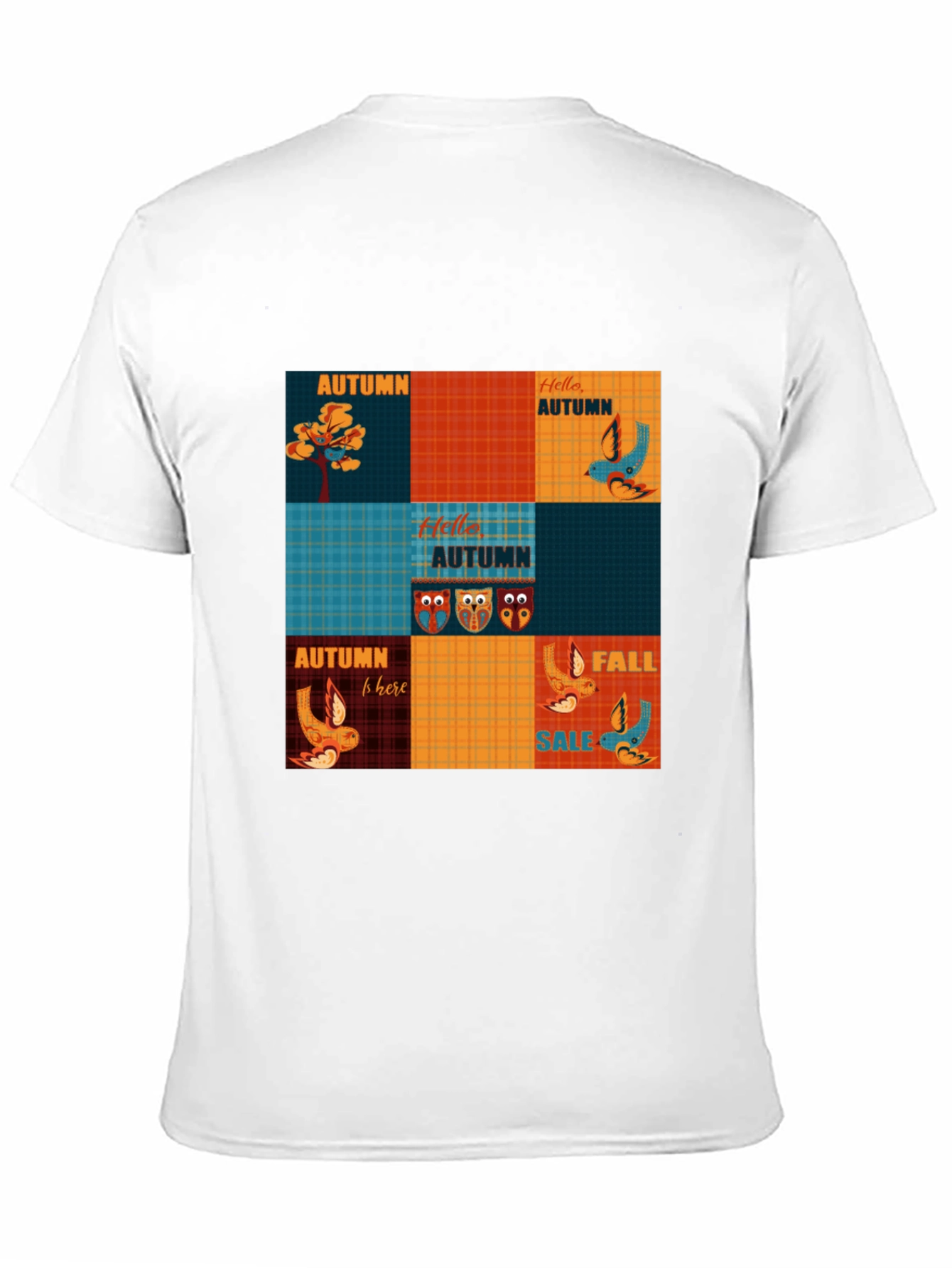 Autumn Patchwork Graphic T-Shirt - Unique Fall Design