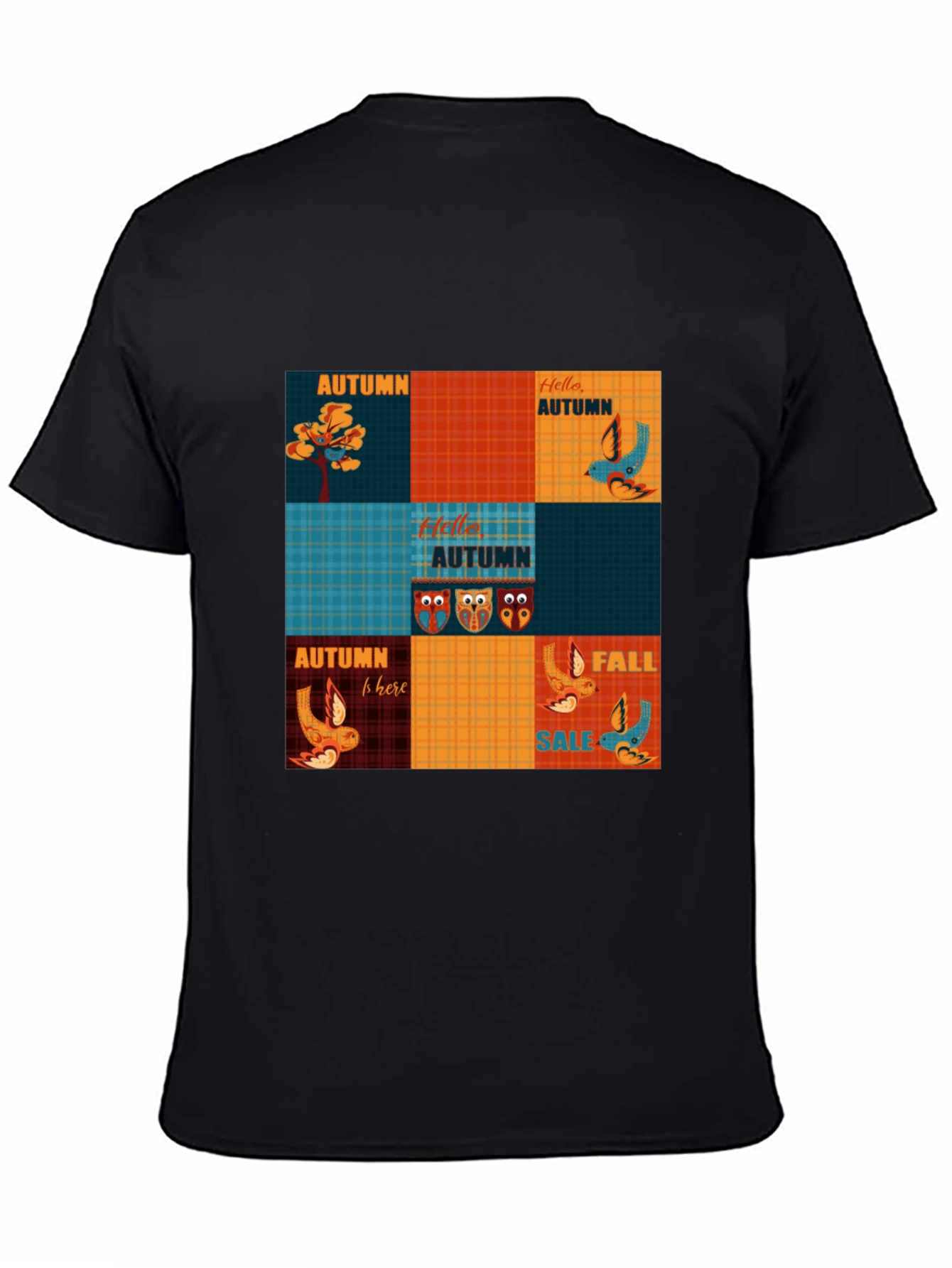 Autumn Patchwork Graphic T-Shirt - Unique Fall Design