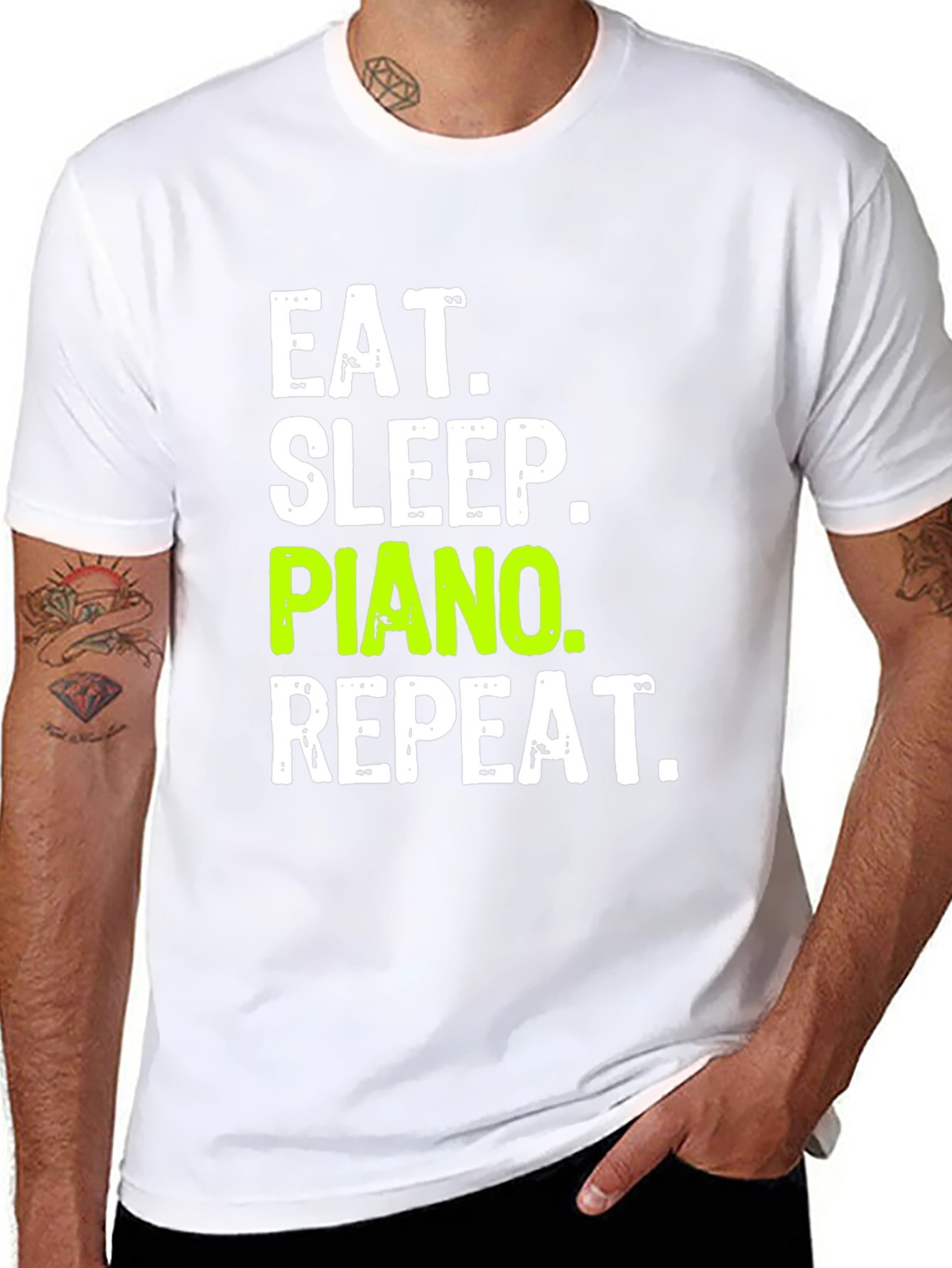 Eat Sleep Piano Repeat Black T-Shirt