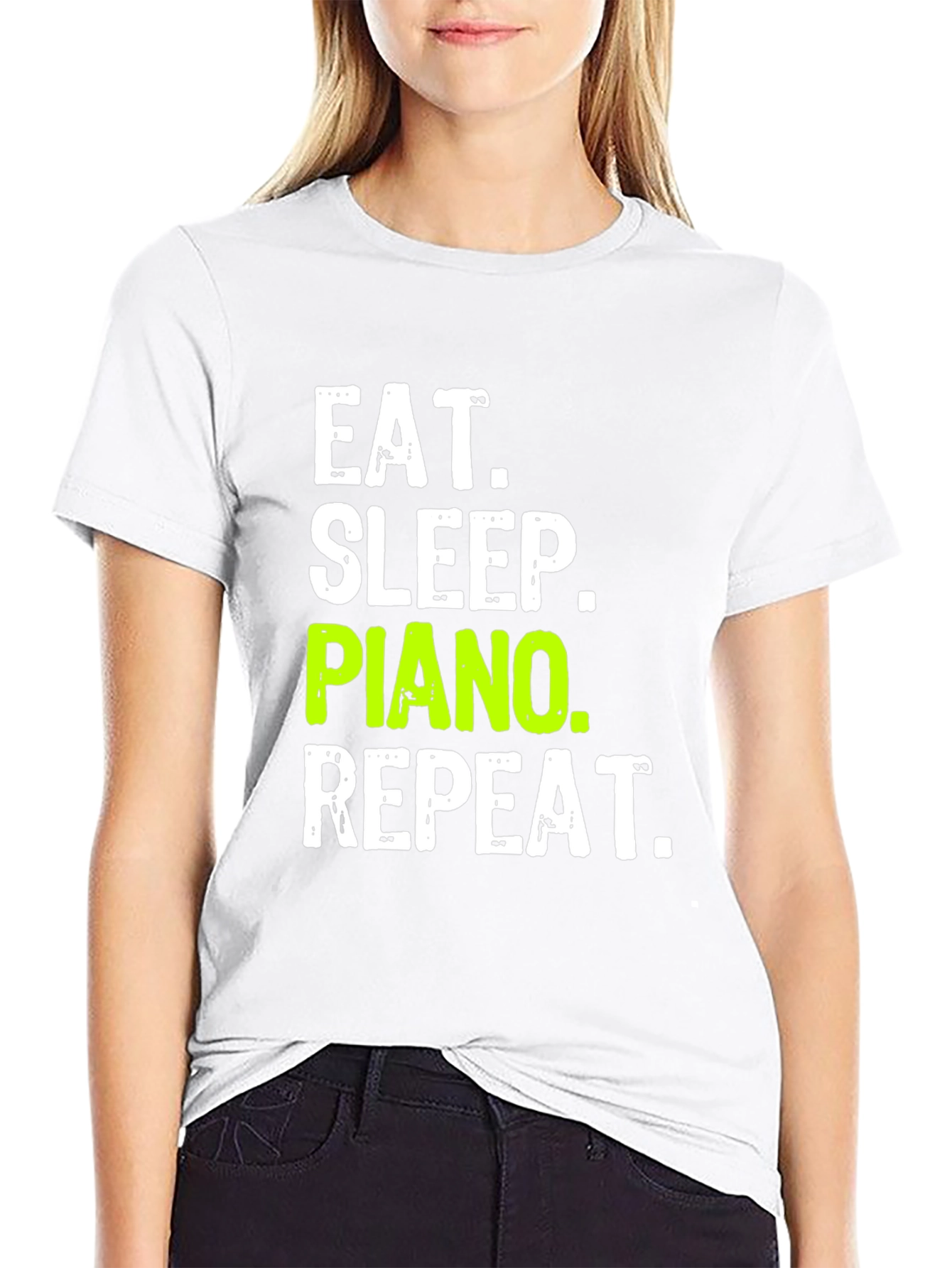 Eat Sleep Piano Repeat Black T-Shirt