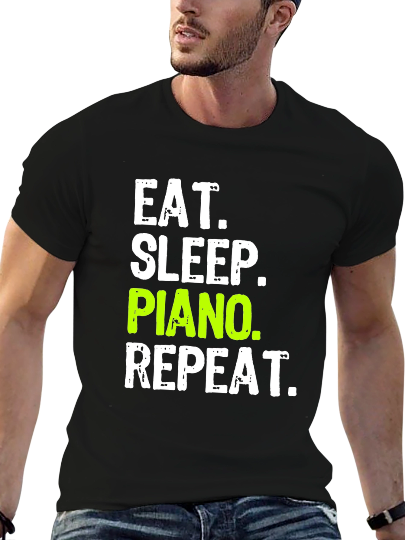 Eat Sleep Piano Repeat Black T-Shirt