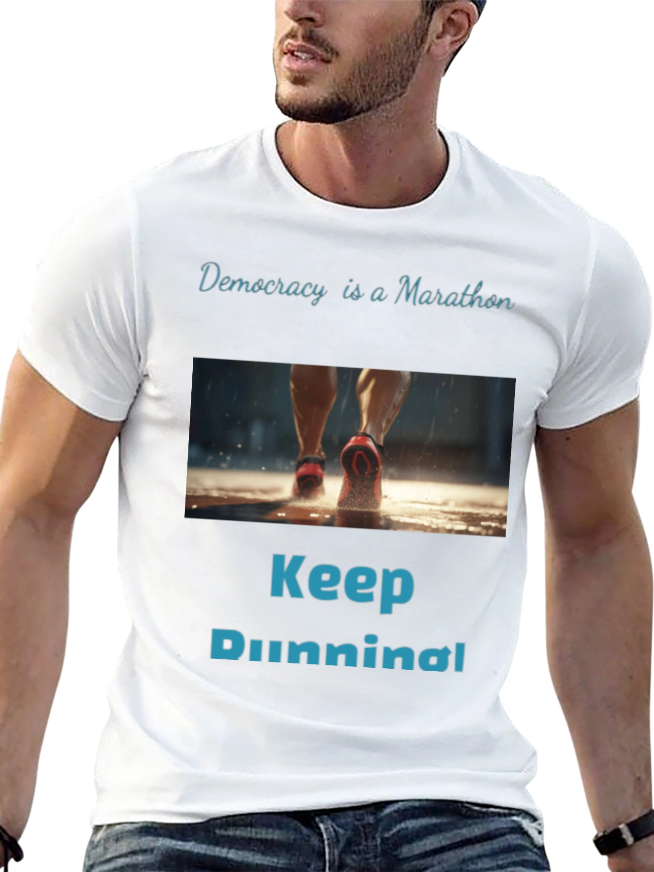 Democracy Marathon Run Graphic Tee