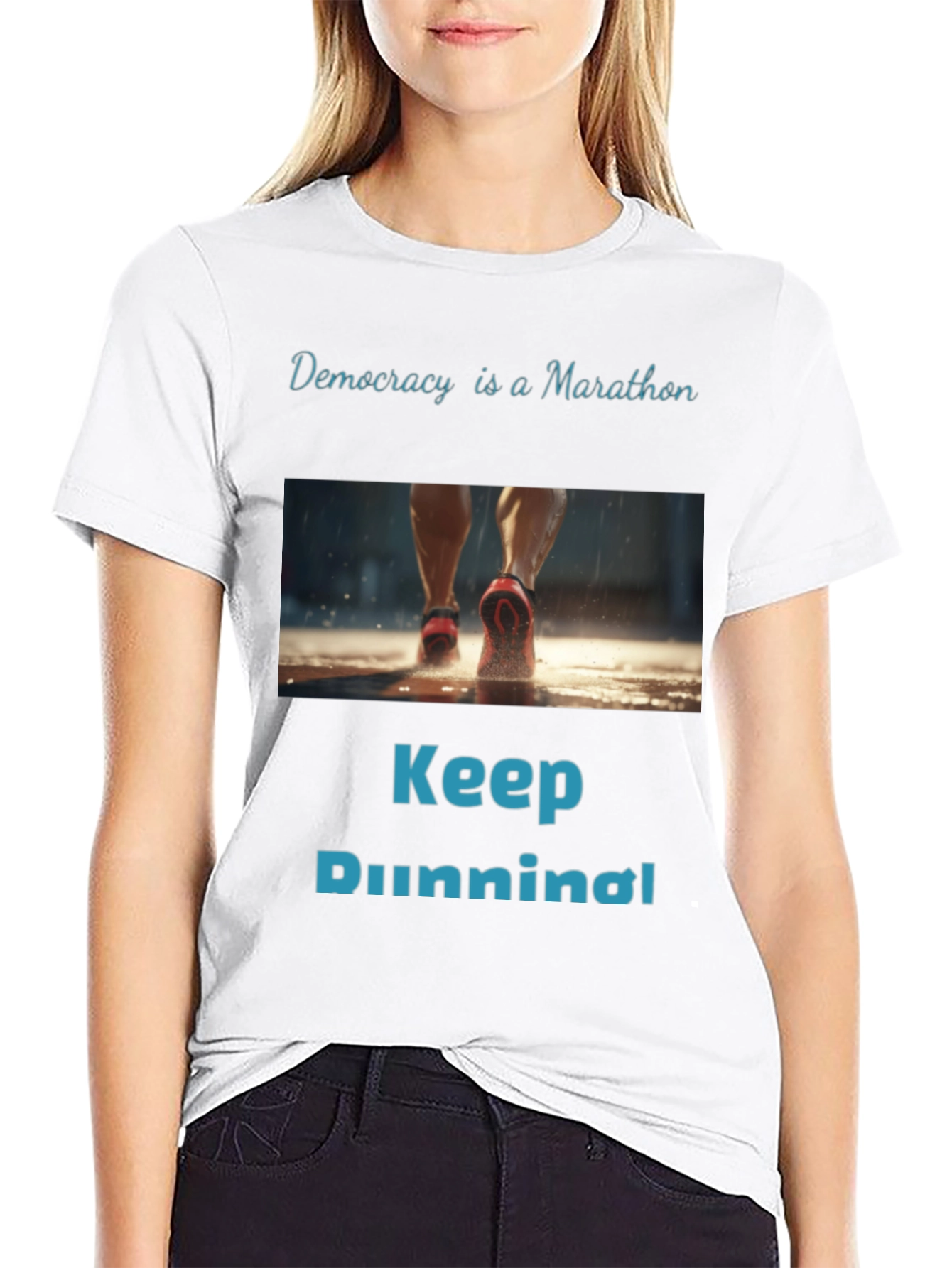 Democracy Marathon Run Graphic Tee