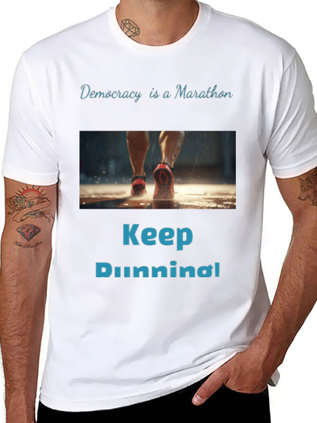 Democracy Marathon Run Graphic Tee
