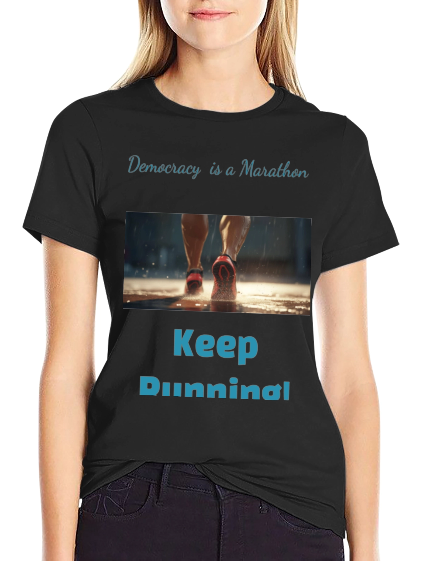 Democracy Marathon Run Graphic Tee