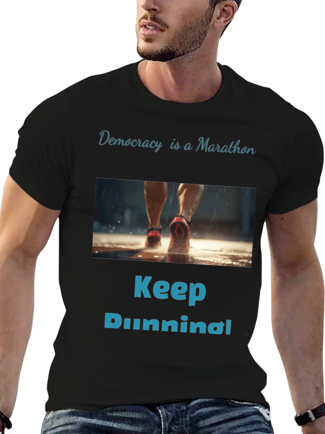 Democracy Marathon Run Graphic Tee