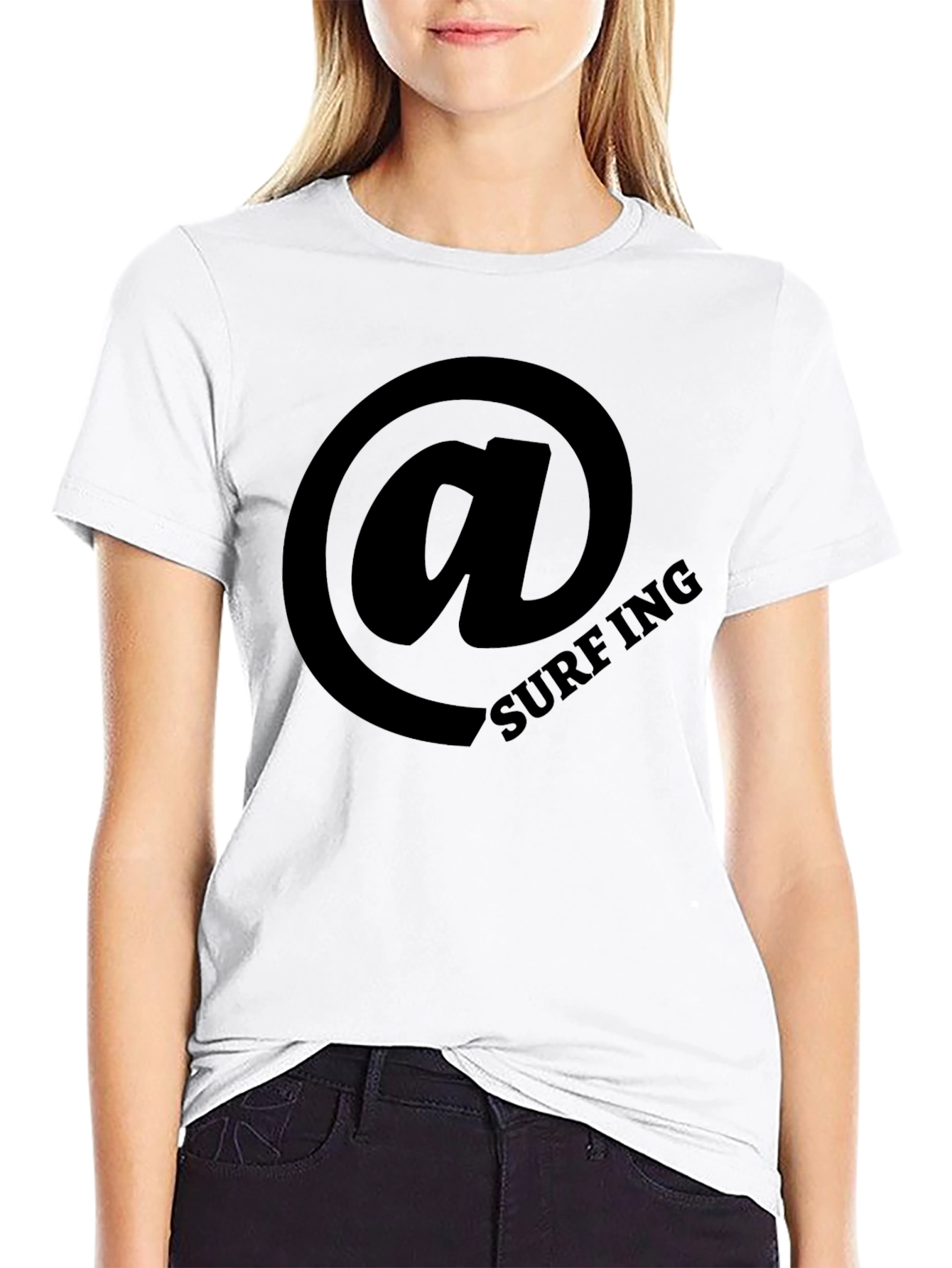 Surfing Email Graphic Tee - Black Cotton T-Shirt