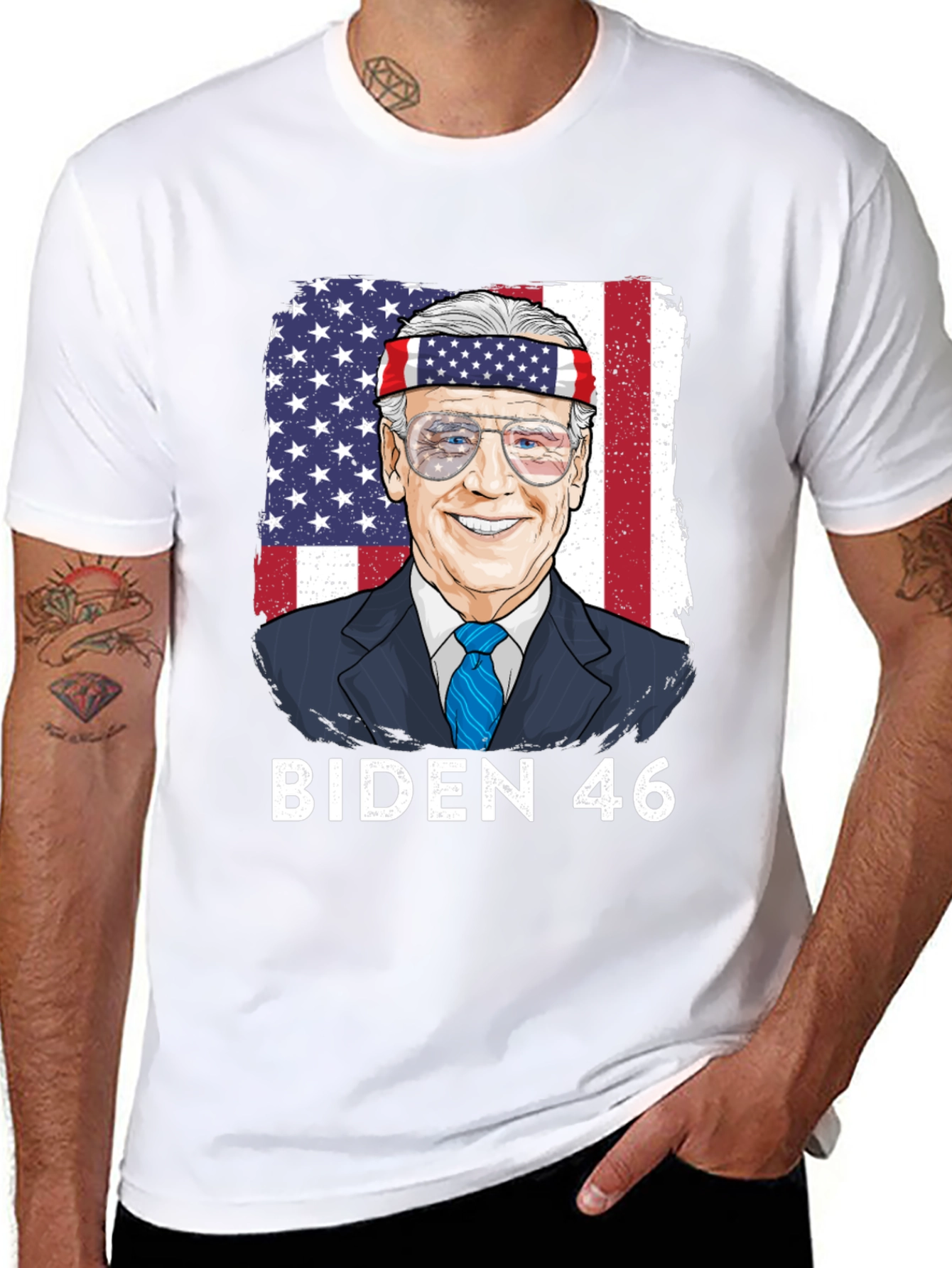 Biden 46 T-Shirt - Patriotic American Flag Design