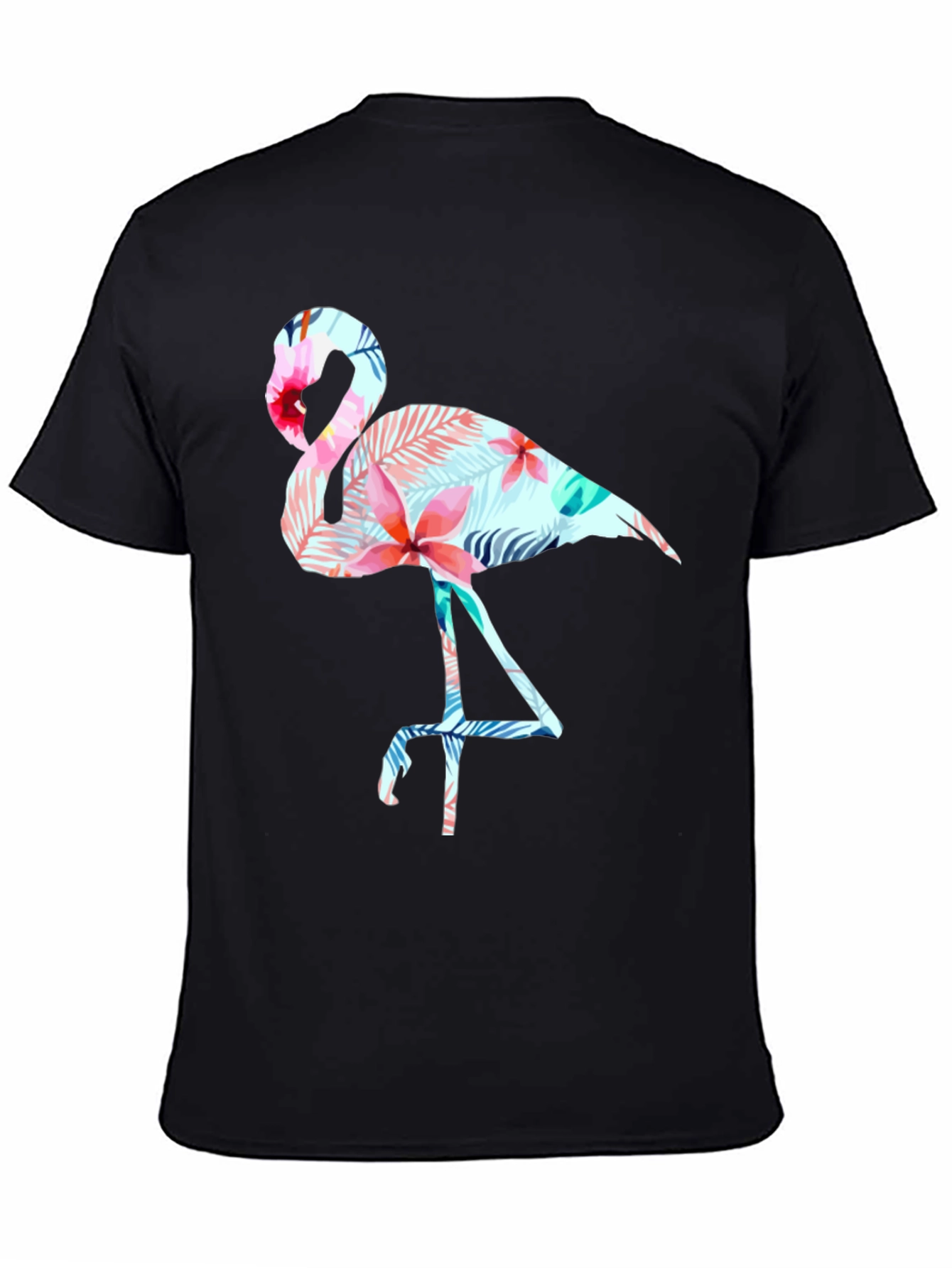 Tropical Flamingo Graphic Tee - Black