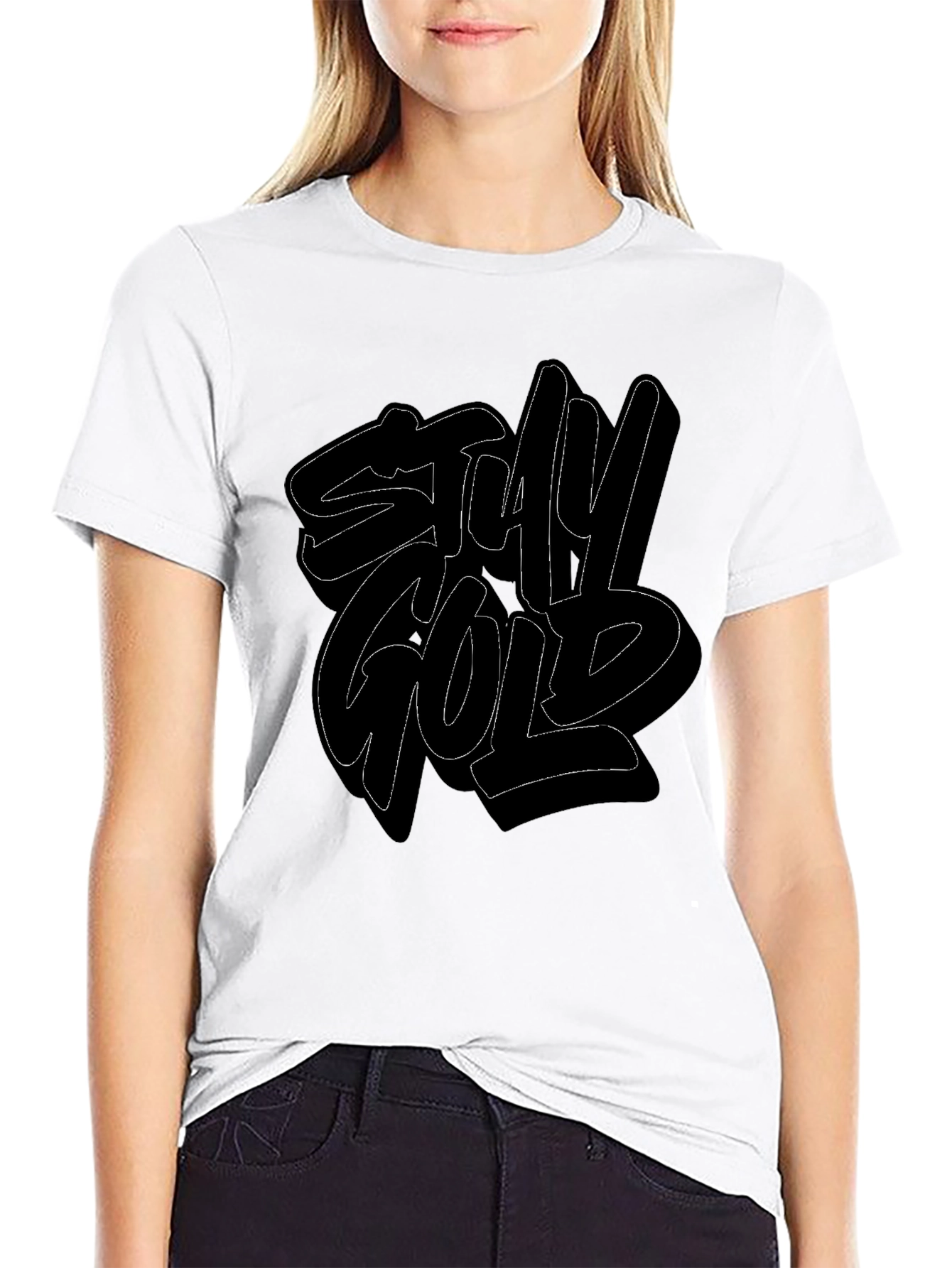 Stay Gold Graphic Print Mens Black T-Shirt