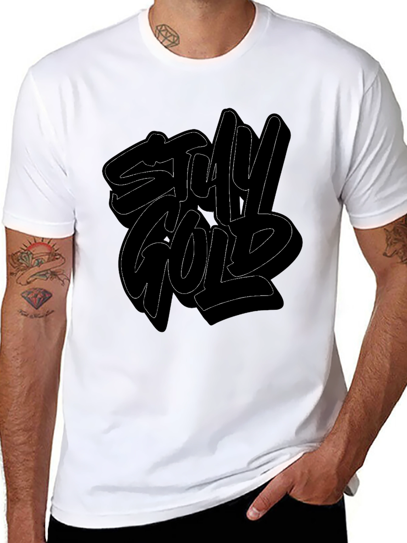 Stay Gold Graphic Print Mens Black T-Shirt