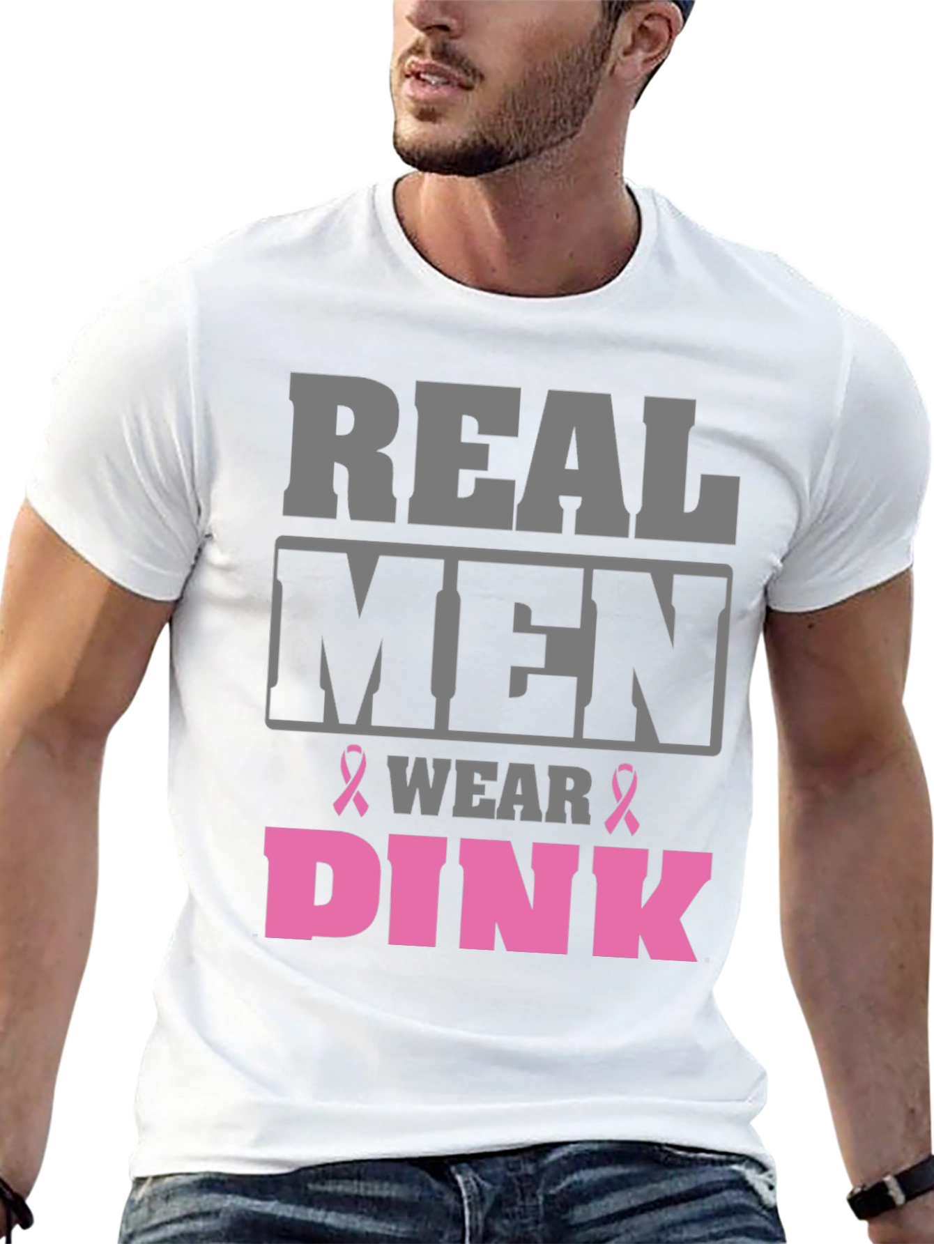 Real Men Wear Pink T-Shirt Breast Cancer Awareness
