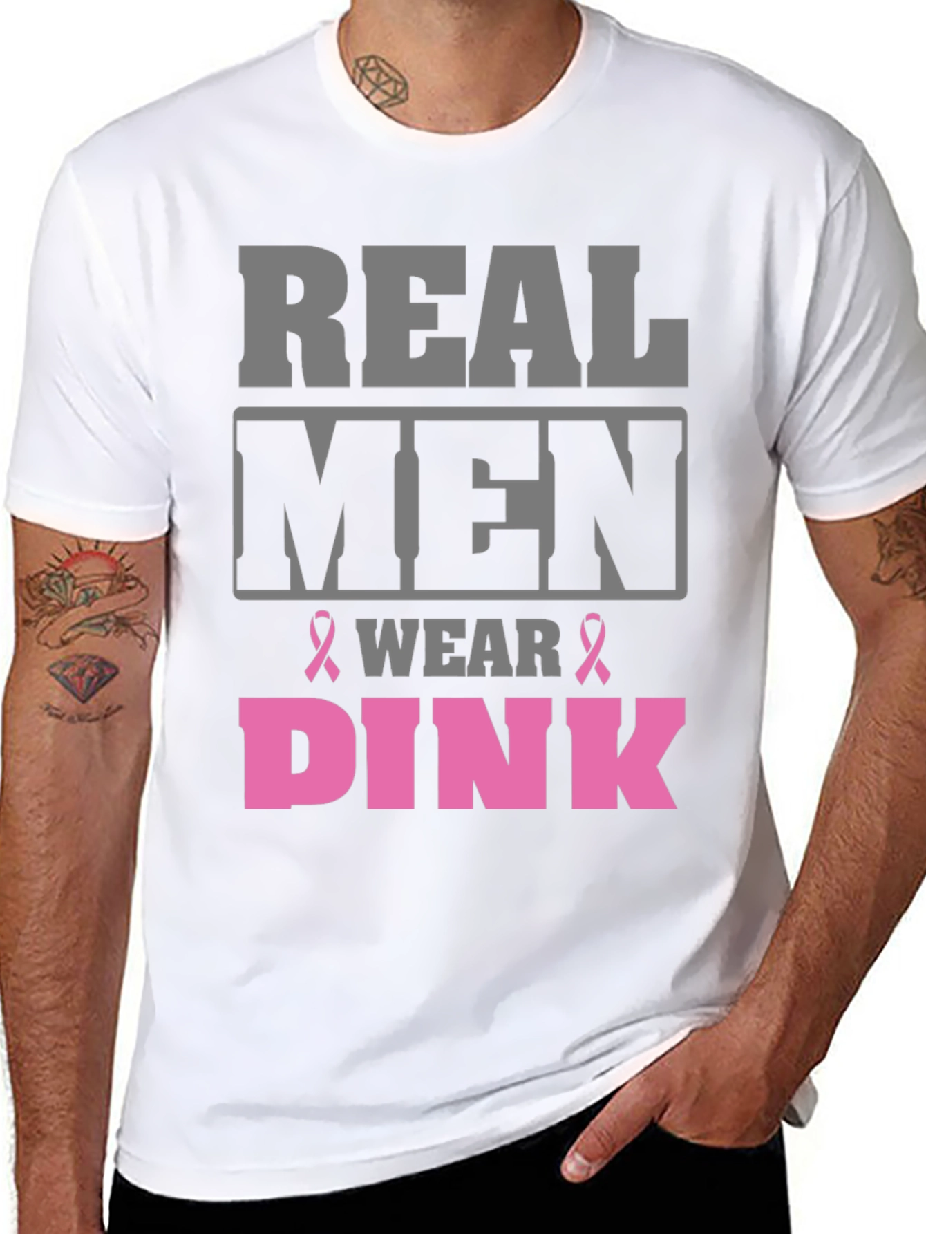 Real Men Wear Pink T-Shirt Breast Cancer Awareness