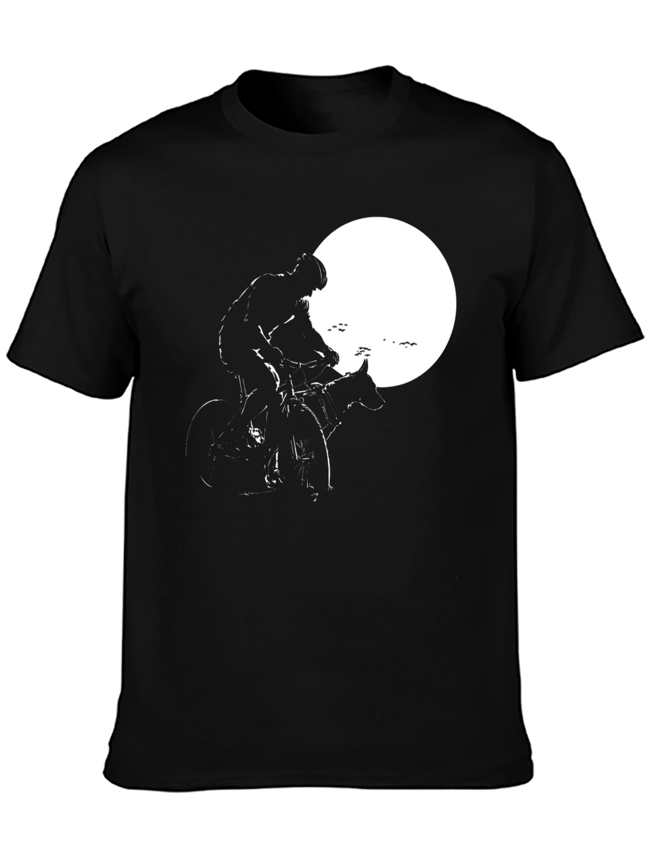 Cyclist and Dog Moon Silhouette T-Shirt