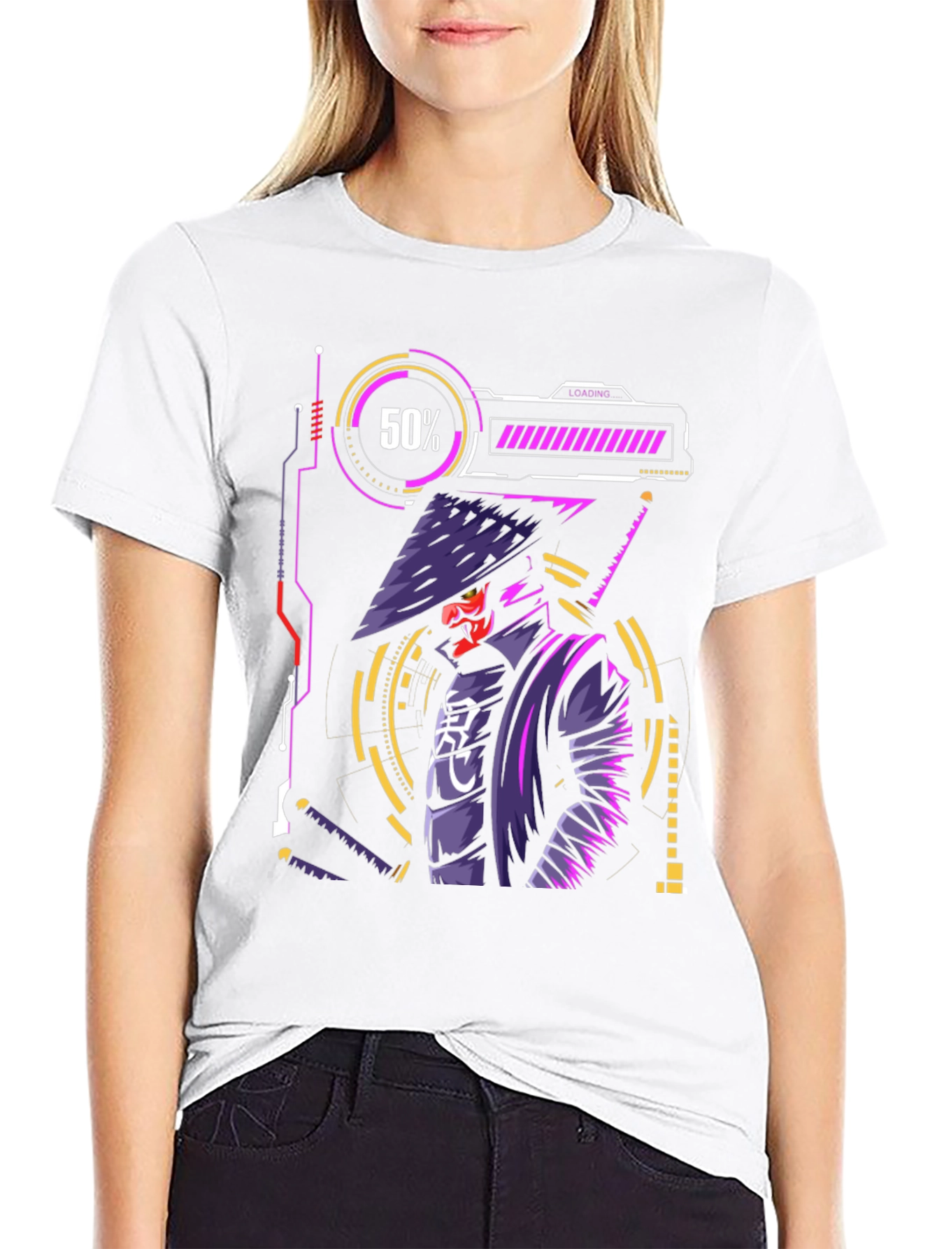 Cyberpunk Samurai T-Shirt - Futuristic Warrior Design