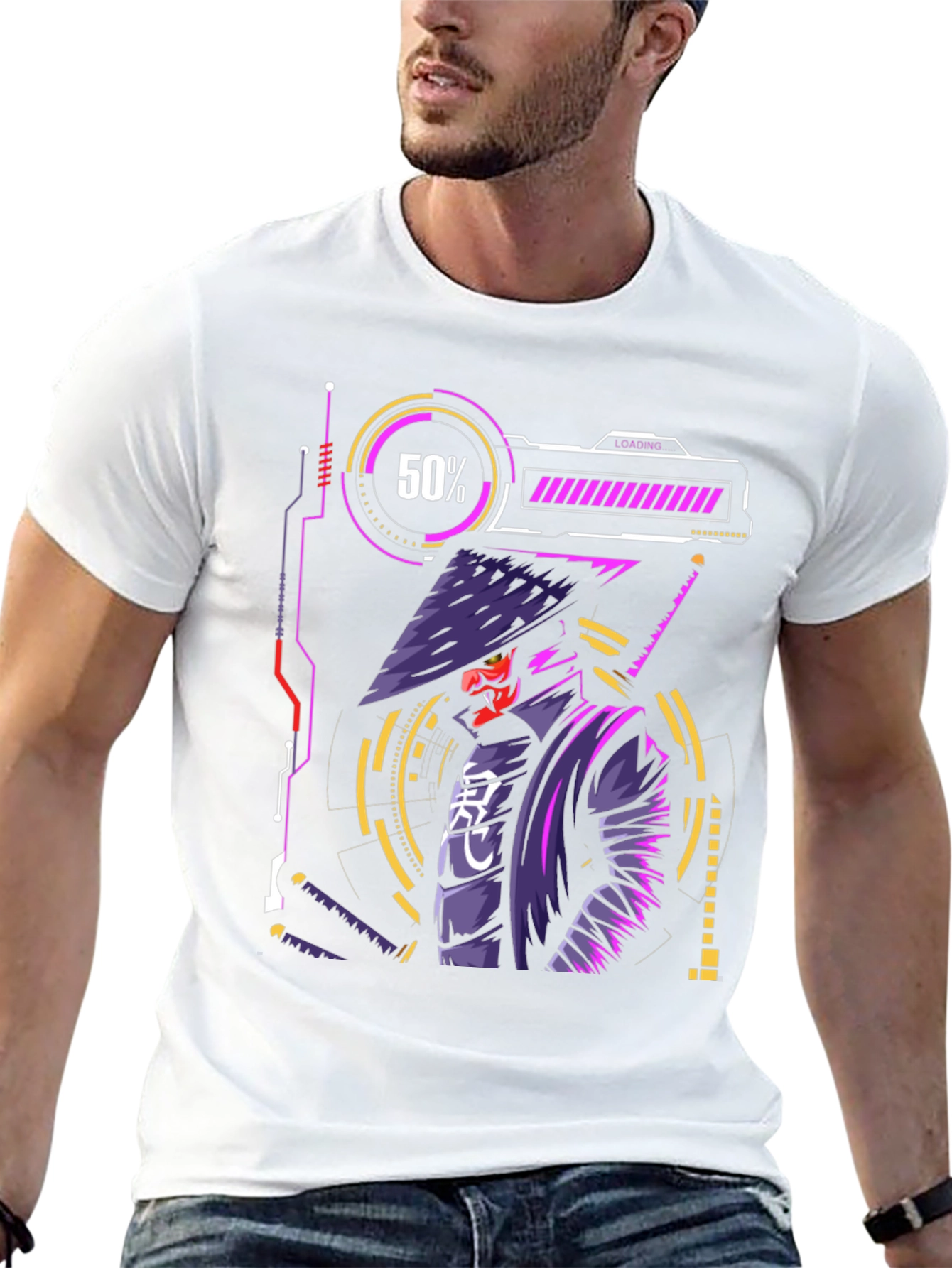 Cyberpunk Samurai T-Shirt - Futuristic Warrior Design