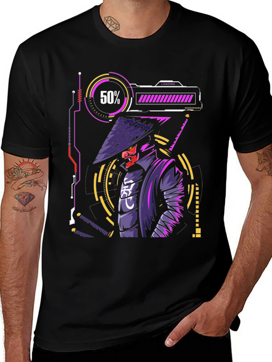 Cyberpunk Samurai T-Shirt - Futuristic Warrior Design