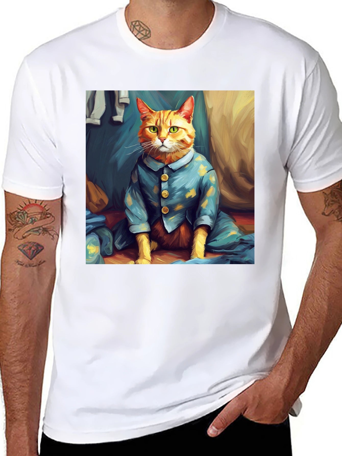 Cat in Pajamas Graphic T-Shirt