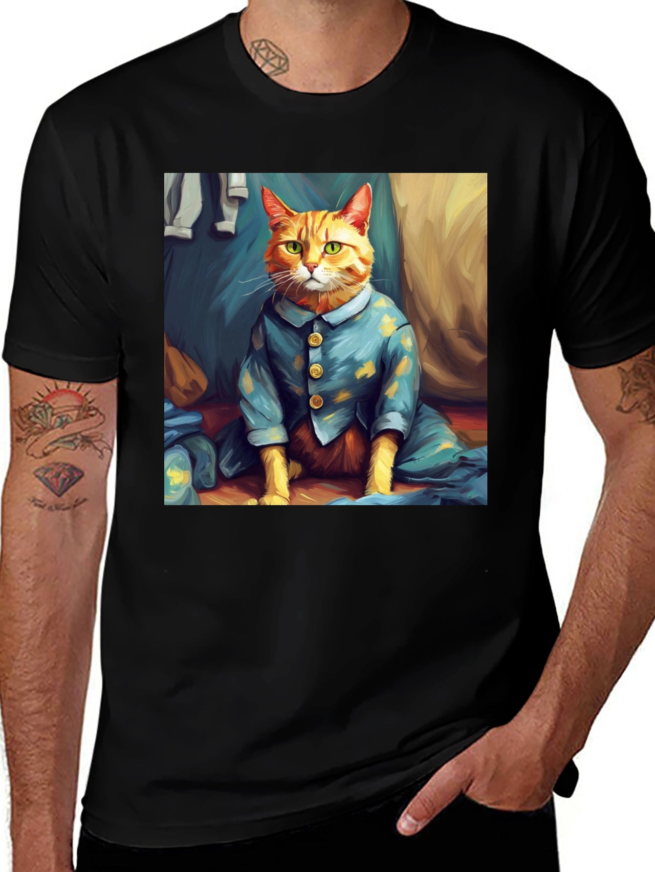 Cat in Pajamas Graphic T-Shirt