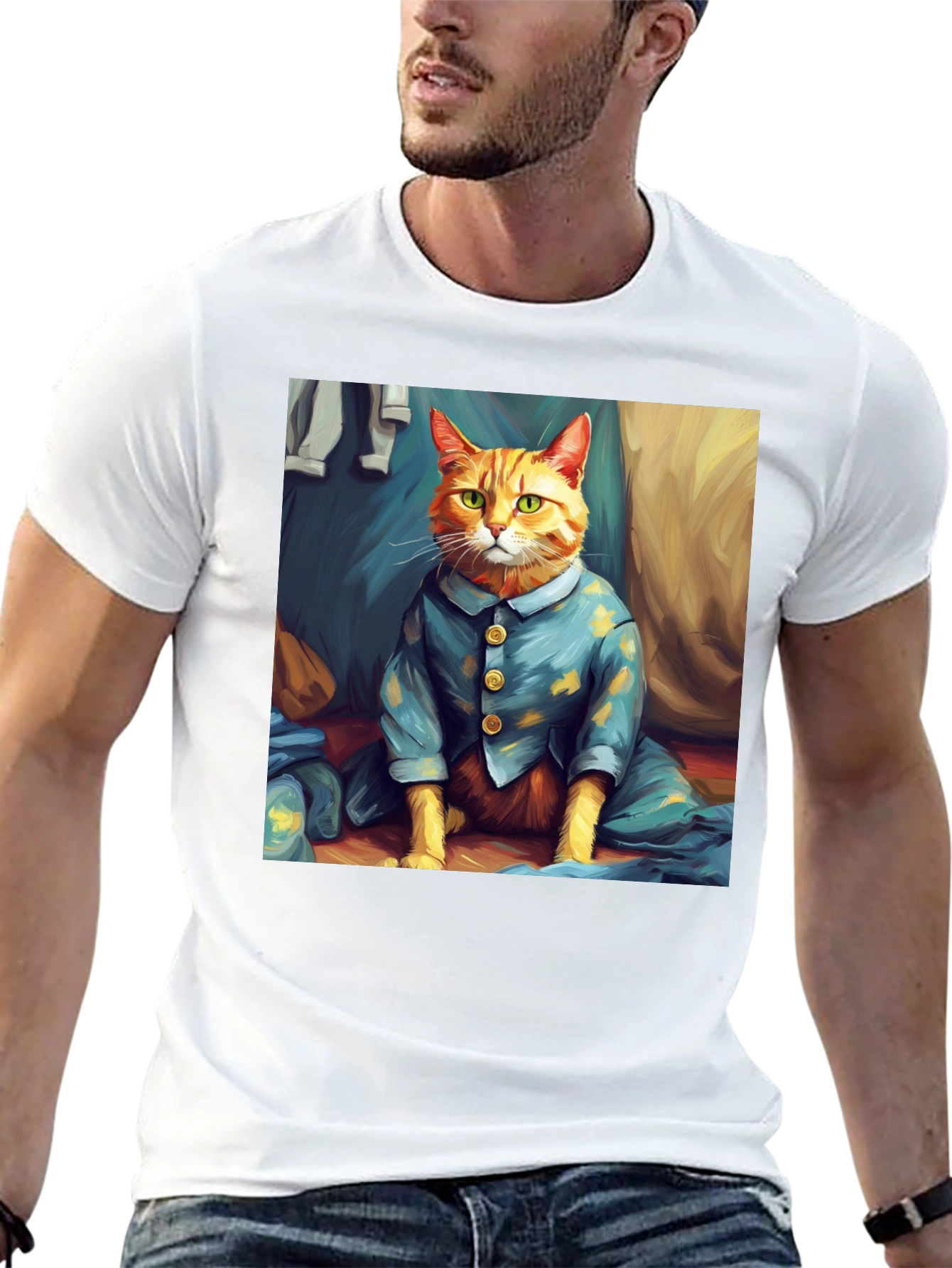 Cat in Pajamas Graphic T-Shirt